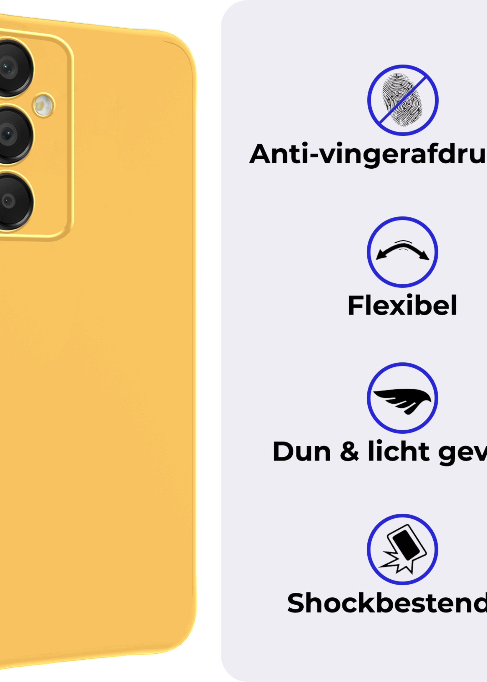 BTH Hoesje Geschikt voor Samsung A16 Hoesje Siliconen Case Hoes Met Screenprotector - Hoes Geschikt voor Samsung Galaxy A16 Hoes Cover Case - Geel