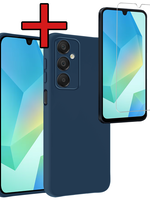 BTH BTH Samsung Galaxy A16 Hoesje Siliconen Met Screenprotector - Donkerblauw
