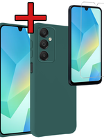 BTH BTH Samsung Galaxy A16 Hoesje Siliconen Met Screenprotector - Donkergroen