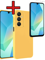 BTH BTH Samsung Galaxy A16 Hoesje Siliconen Met Screenprotector - Geel