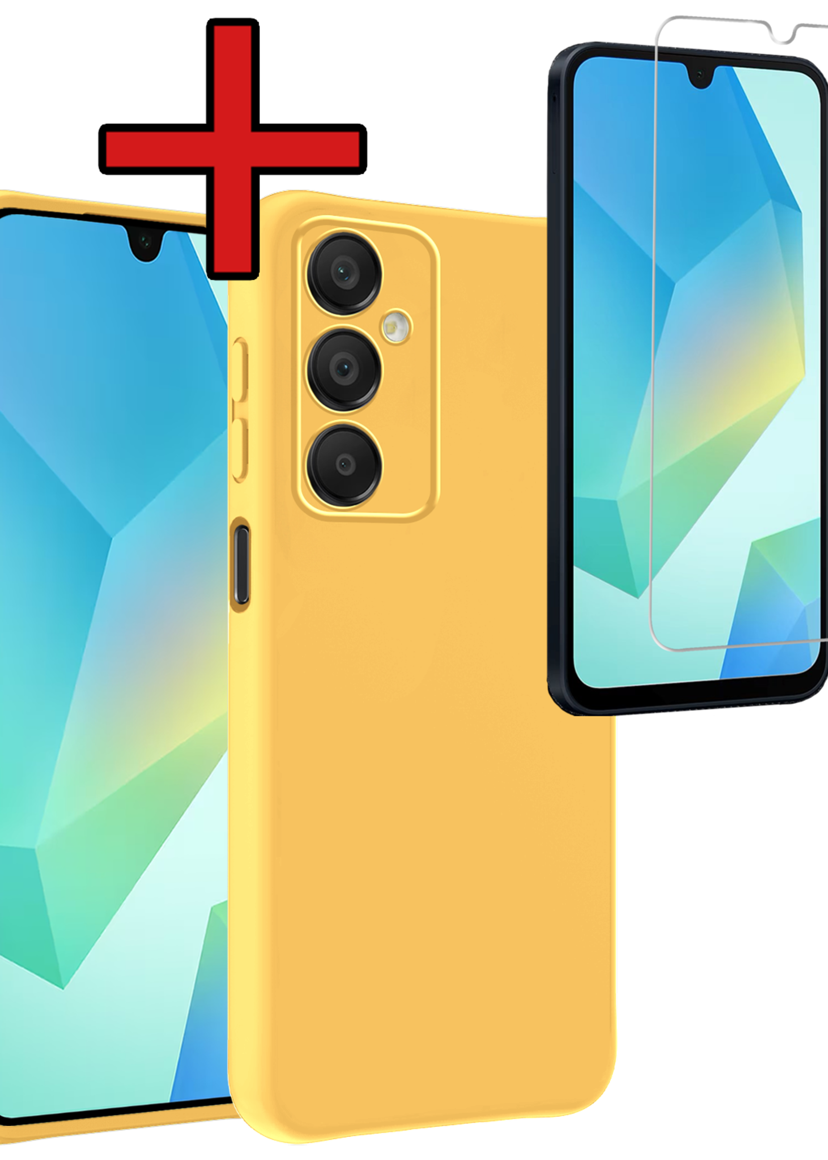 BTH Hoesje Geschikt voor Samsung A16 Hoesje Siliconen Case Hoes Met Screenprotector - Hoes Geschikt voor Samsung Galaxy A16 Hoes Cover Case - Geel