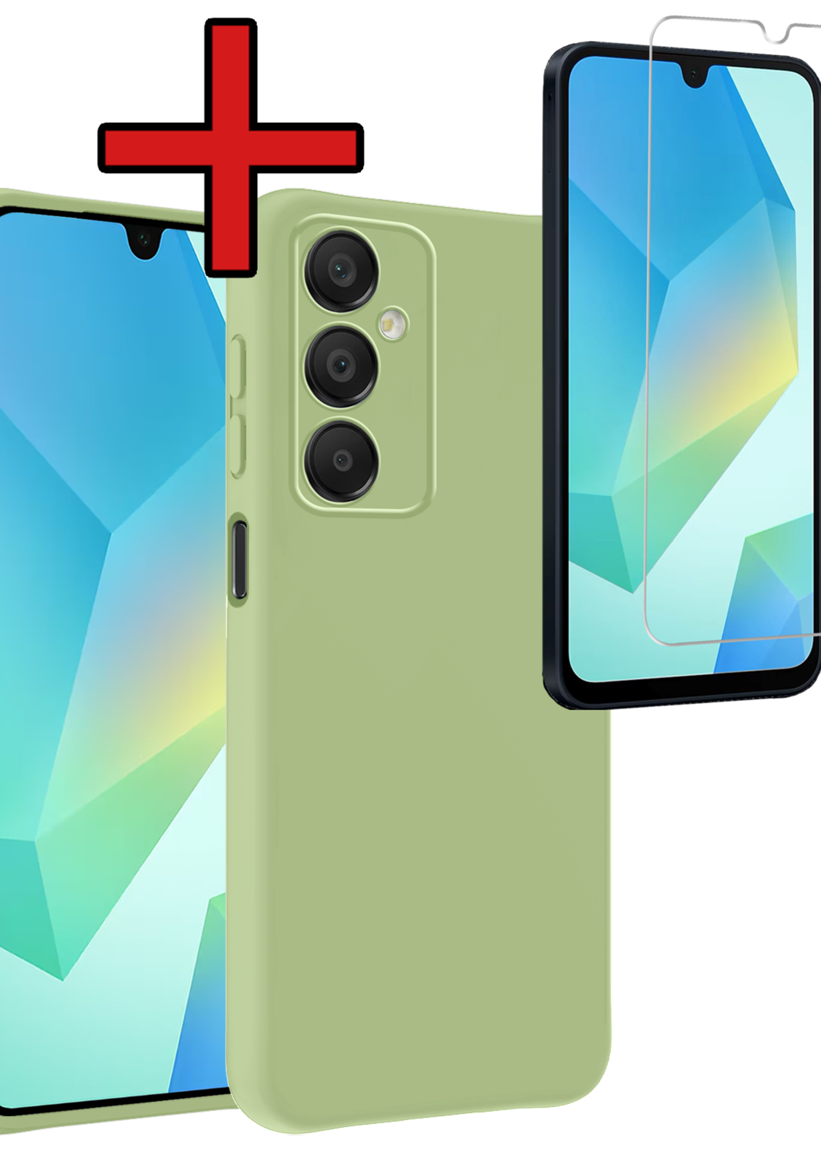 BTH Hoesje Geschikt voor Samsung A16 Hoesje Siliconen Case Hoes Met Screenprotector - Hoes Geschikt voor Samsung Galaxy A16 Hoes Cover Case - Groen