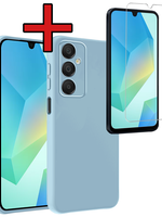 BTH BTH Samsung Galaxy A16 Hoesje Siliconen Met Screenprotector - Lichtblauw