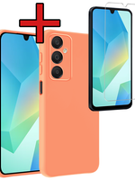 BTH BTH Samsung Galaxy A16 Hoesje Siliconen Met Screenprotector - Perzik