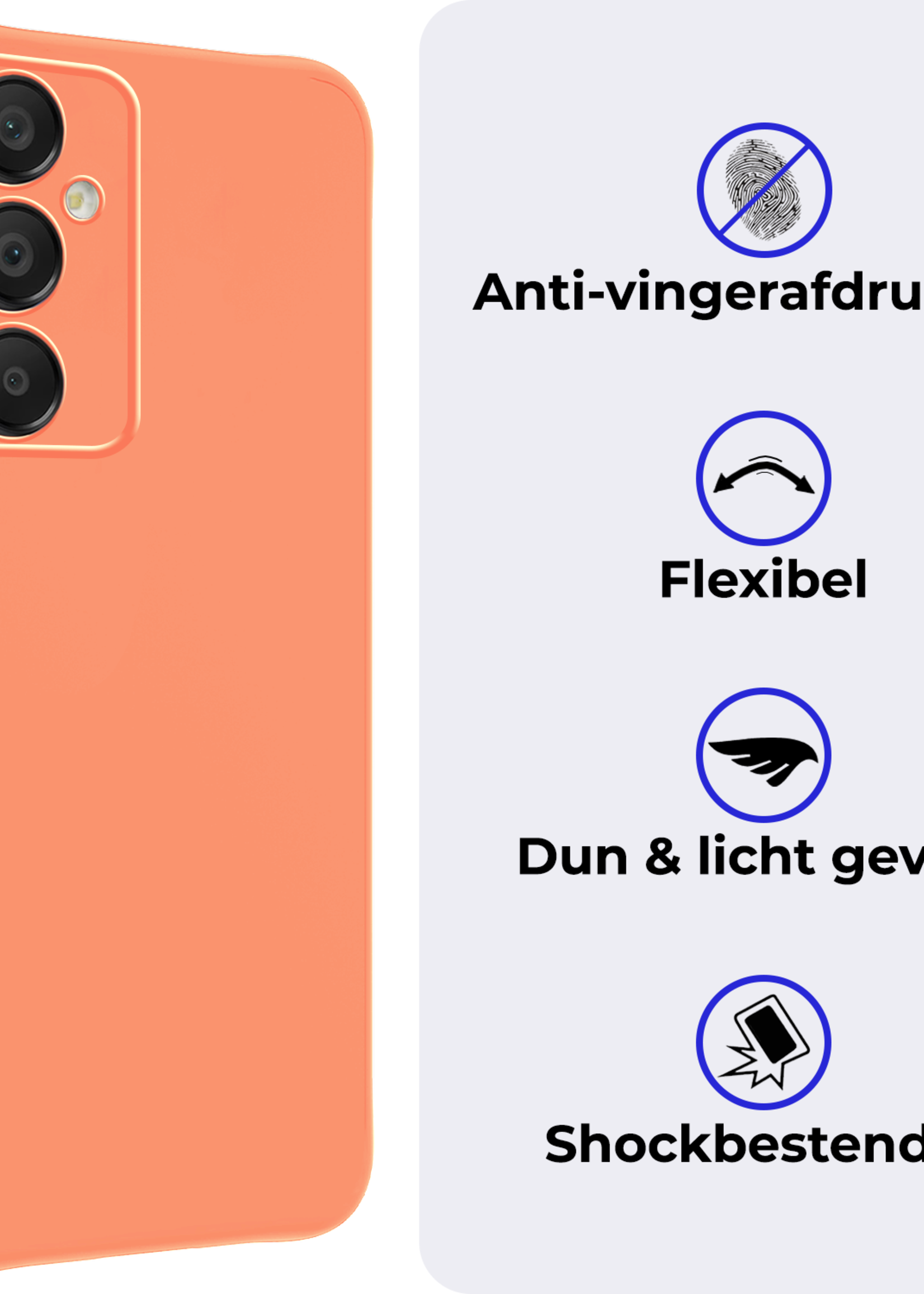 BTH Hoesje Geschikt voor Samsung A16 Hoesje Siliconen Case Hoes Met Screenprotector - Hoes Geschikt voor Samsung Galaxy A16 Hoes Cover Case - Perzik