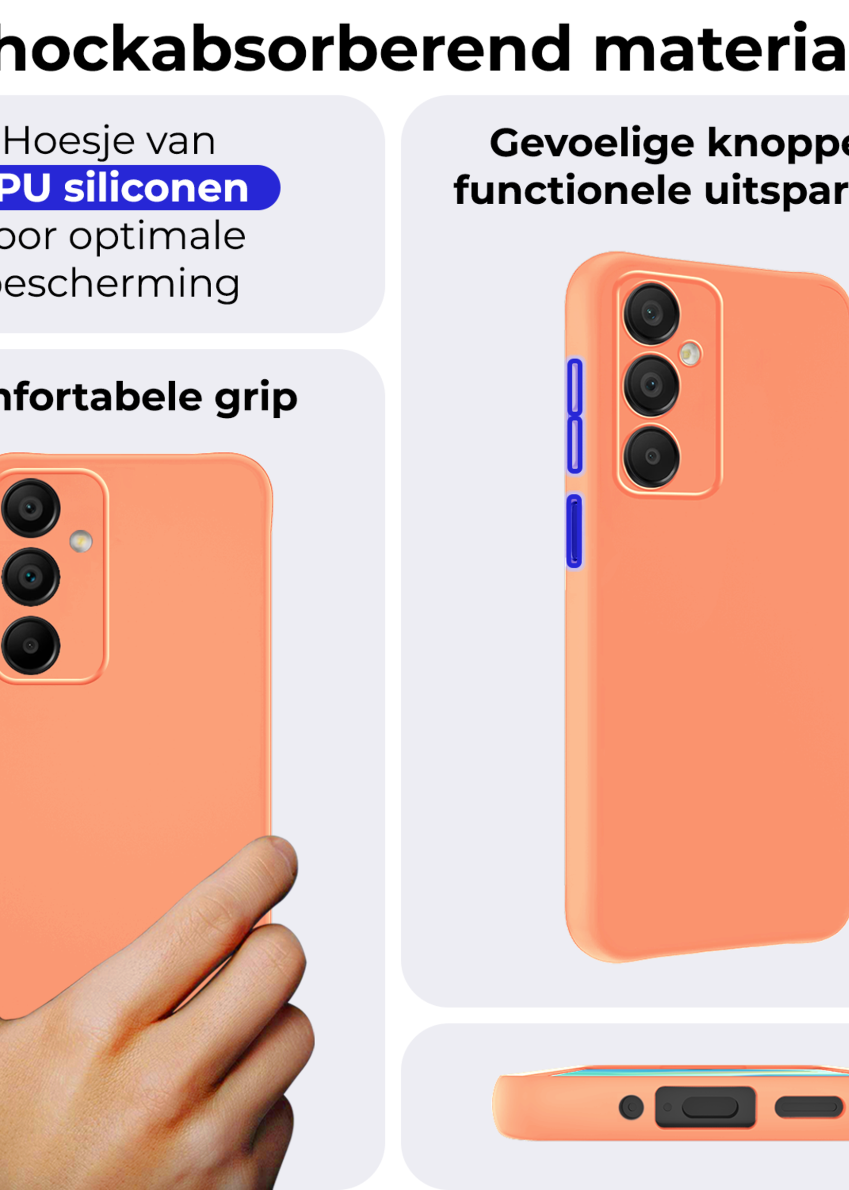 BTH Hoesje Geschikt voor Samsung A16 Hoesje Siliconen Case Hoes Met Screenprotector - Hoes Geschikt voor Samsung Galaxy A16 Hoes Cover Case - Perzik