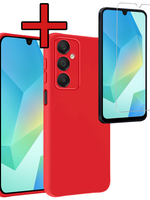 BTH BTH Samsung Galaxy A16 Hoesje Siliconen Met Screenprotector - Rood