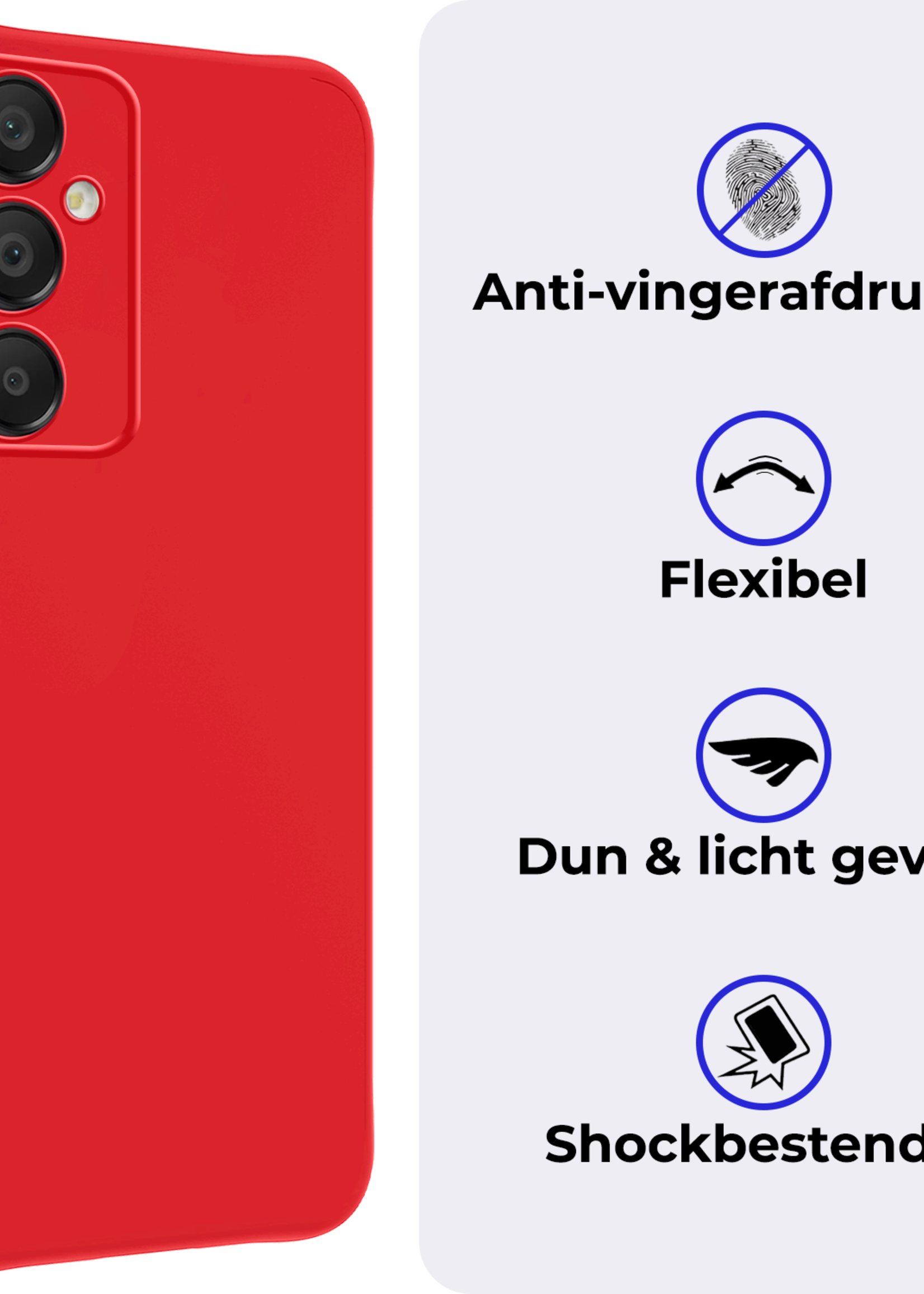 BTH Hoesje Geschikt voor Samsung A16 Hoesje Siliconen Case Hoes Met Screenprotector - Hoes Geschikt voor Samsung Galaxy A16 Hoes Cover Case - Rood