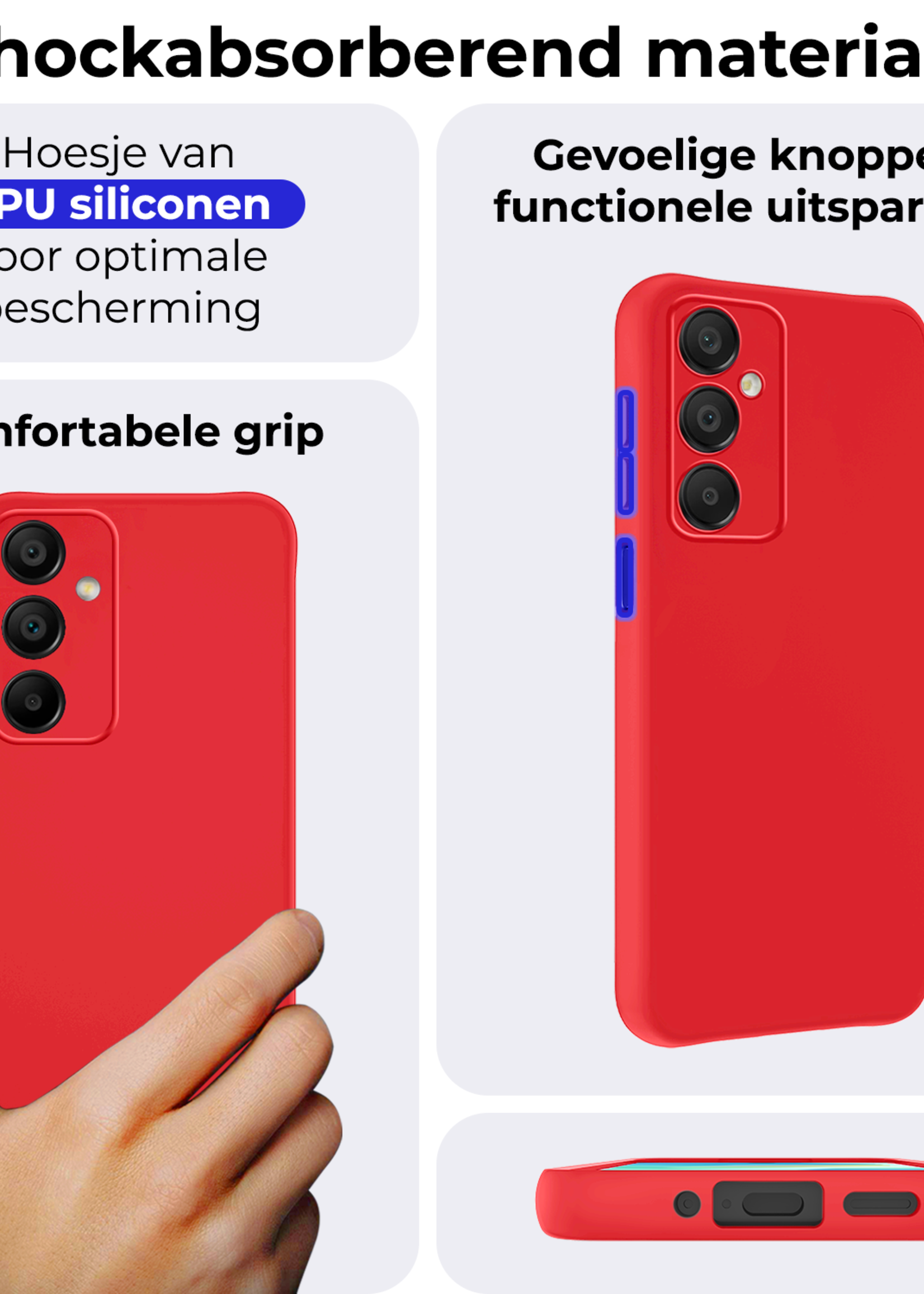 BTH Hoesje Geschikt voor Samsung A16 Hoesje Siliconen Case Hoes Met Screenprotector - Hoes Geschikt voor Samsung Galaxy A16 Hoes Cover Case - Rood