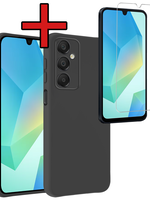 BTH BTH Samsung Galaxy A16 Hoesje Siliconen Met Screenprotector - Zwart