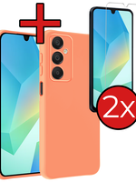 BTH BTH Samsung Galaxy A16 Hoesje Siliconen Met 2x Screenprotector - Perzik