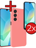 BTH BTH Samsung Galaxy A16 Hoesje Siliconen Met 2x Screenprotector - Lichtroze