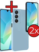 BTH BTH Samsung Galaxy A16 Hoesje Siliconen Met 2x Screenprotector - Lichtblauw
