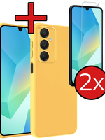 BTH BTH Samsung Galaxy A16 Hoesje Siliconen Met 2x Screenprotector - Geel
