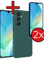 BTH BTH Samsung Galaxy A16 Hoesje Siliconen Met 2x Screenprotector - Donkergroen