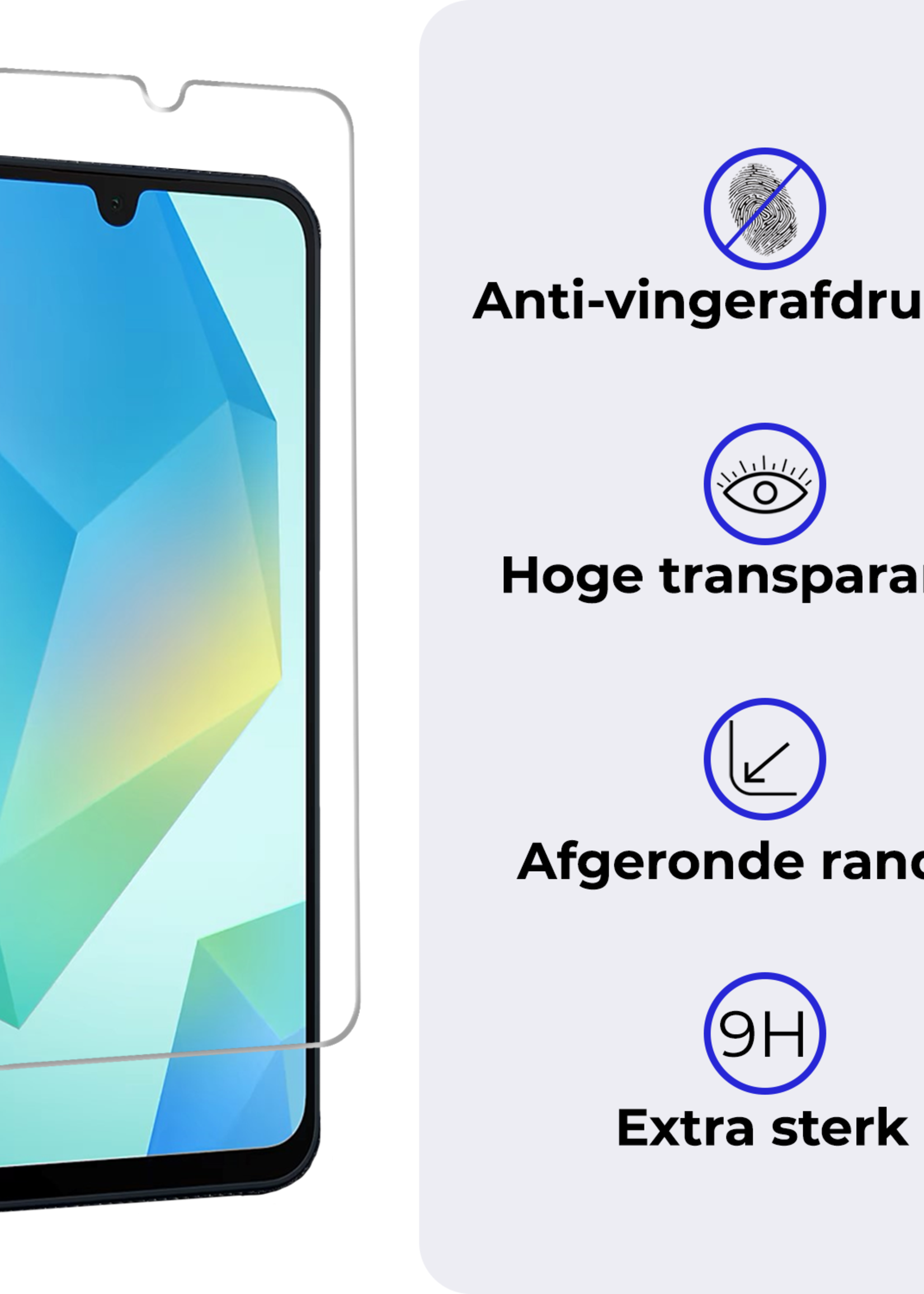 BTH Hoesje Geschikt voor Samsung A16 Hoesje Siliconen Case Hoes Met 2x Screenprotector - Hoes Geschikt voor Samsung Galaxy A16 Hoes Cover Case - Donkerblauw