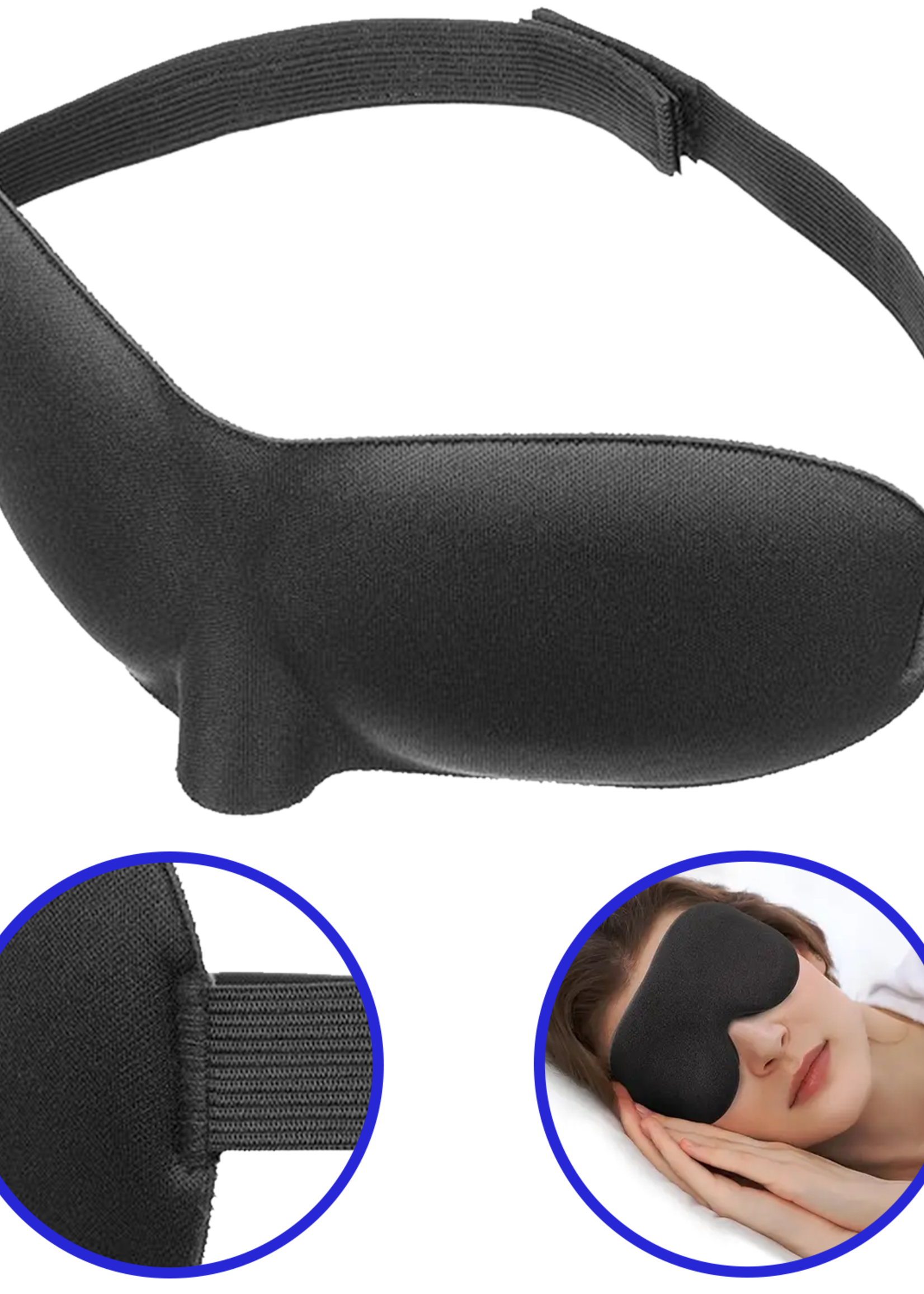 BTH Slaapmasker Vrouwen Mannen Kinderen - Slaapmaskers 100% Donker Slaapmasker 3D  100% Donker Oog Masker Wallen - Zwart
