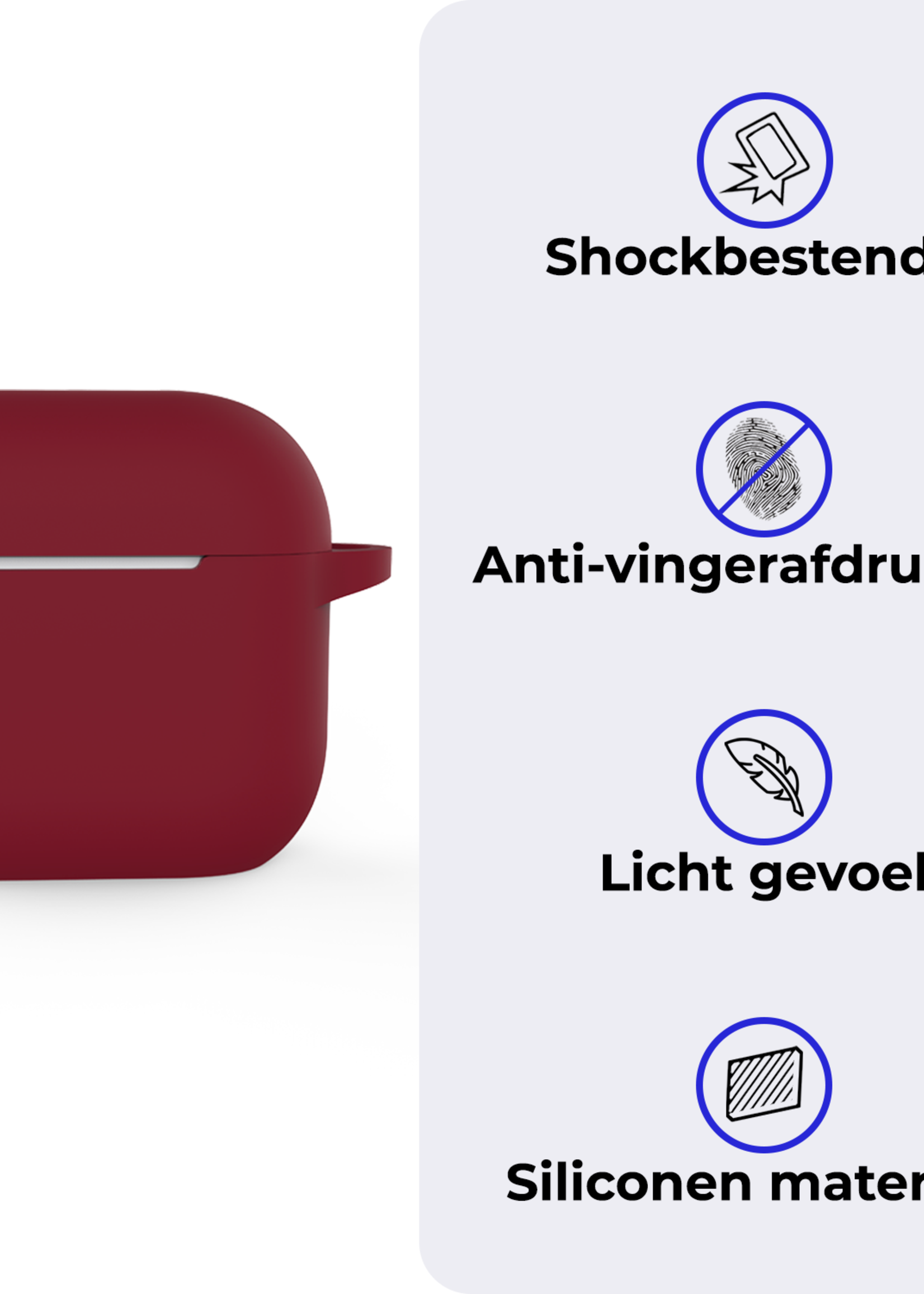 BTH BTH Siliconen Hoesje Voor Apple AirPods 4 - Donkerrood