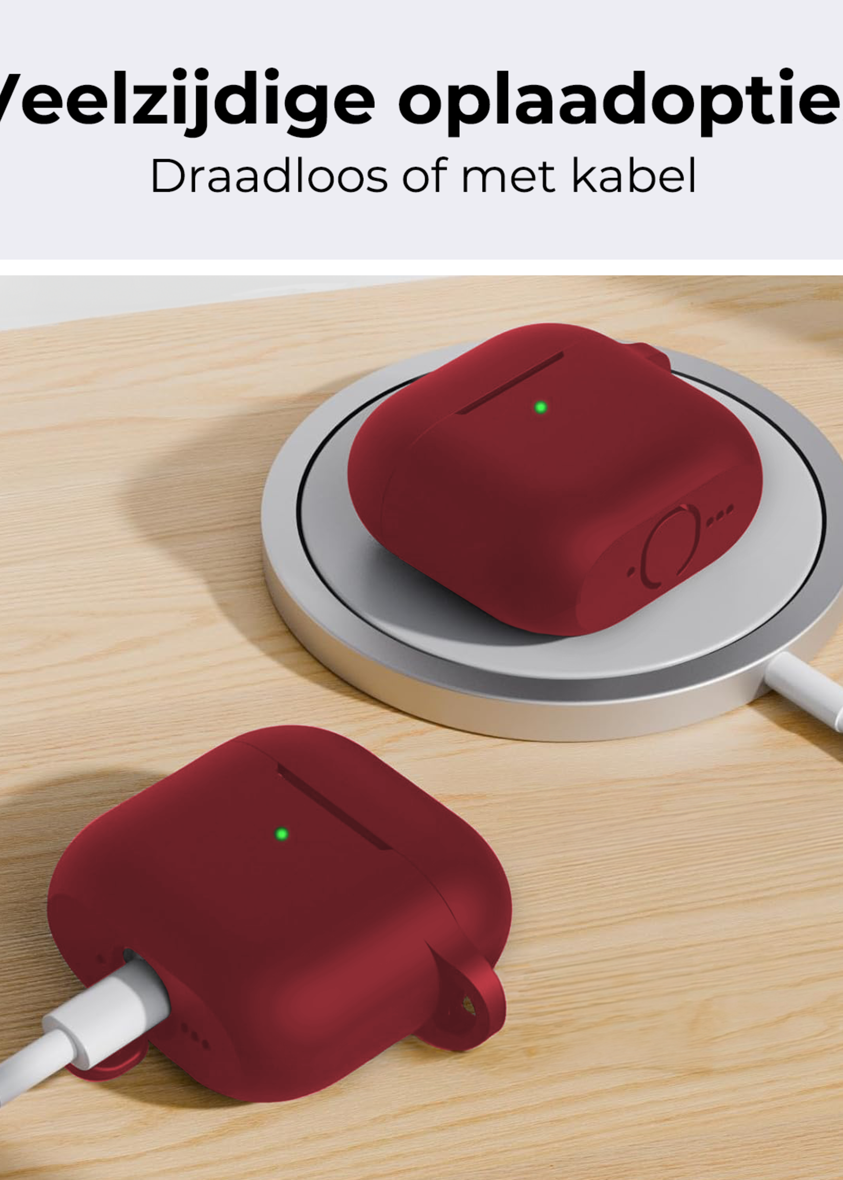 BTH BTH Siliconen Hoesje Voor Apple AirPods 4 - Donkerrood