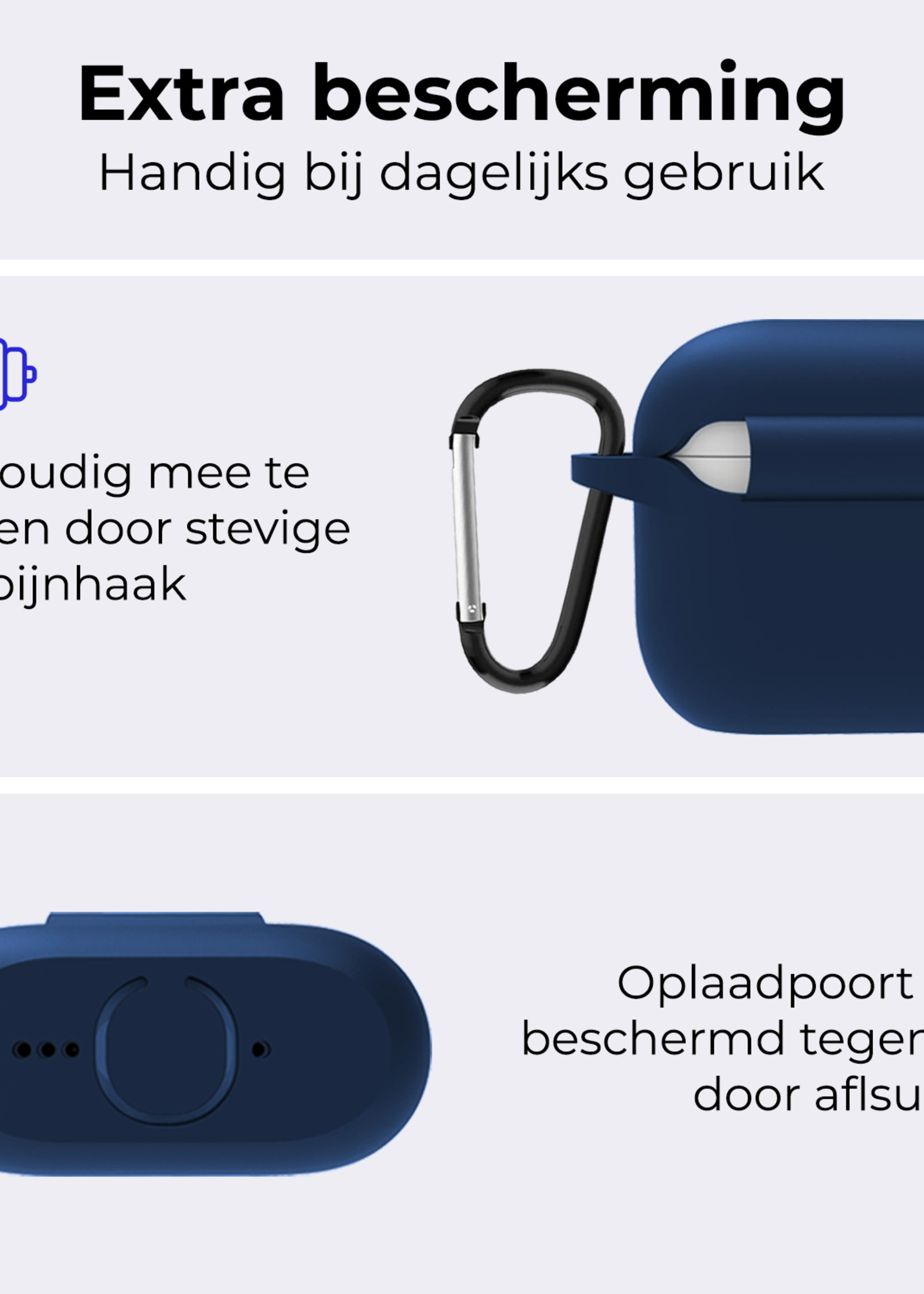 BTH BTH Siliconen Hoesje Voor Apple AirPods 4 - Navy