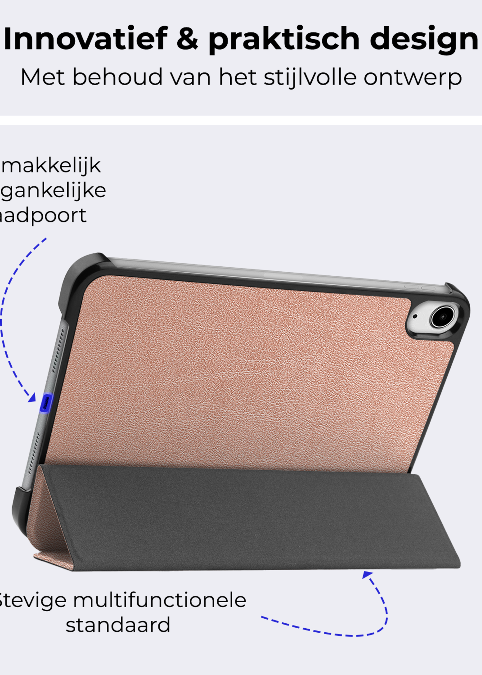 BTH BTH iPad Mini 7 Hoesje Met Screenprotector - Rose goud