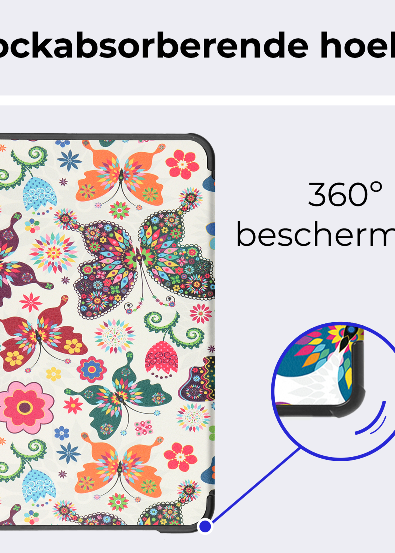 BTH BTH iPad Mini 7 Hoesje Met Screenprotector - Vlinders