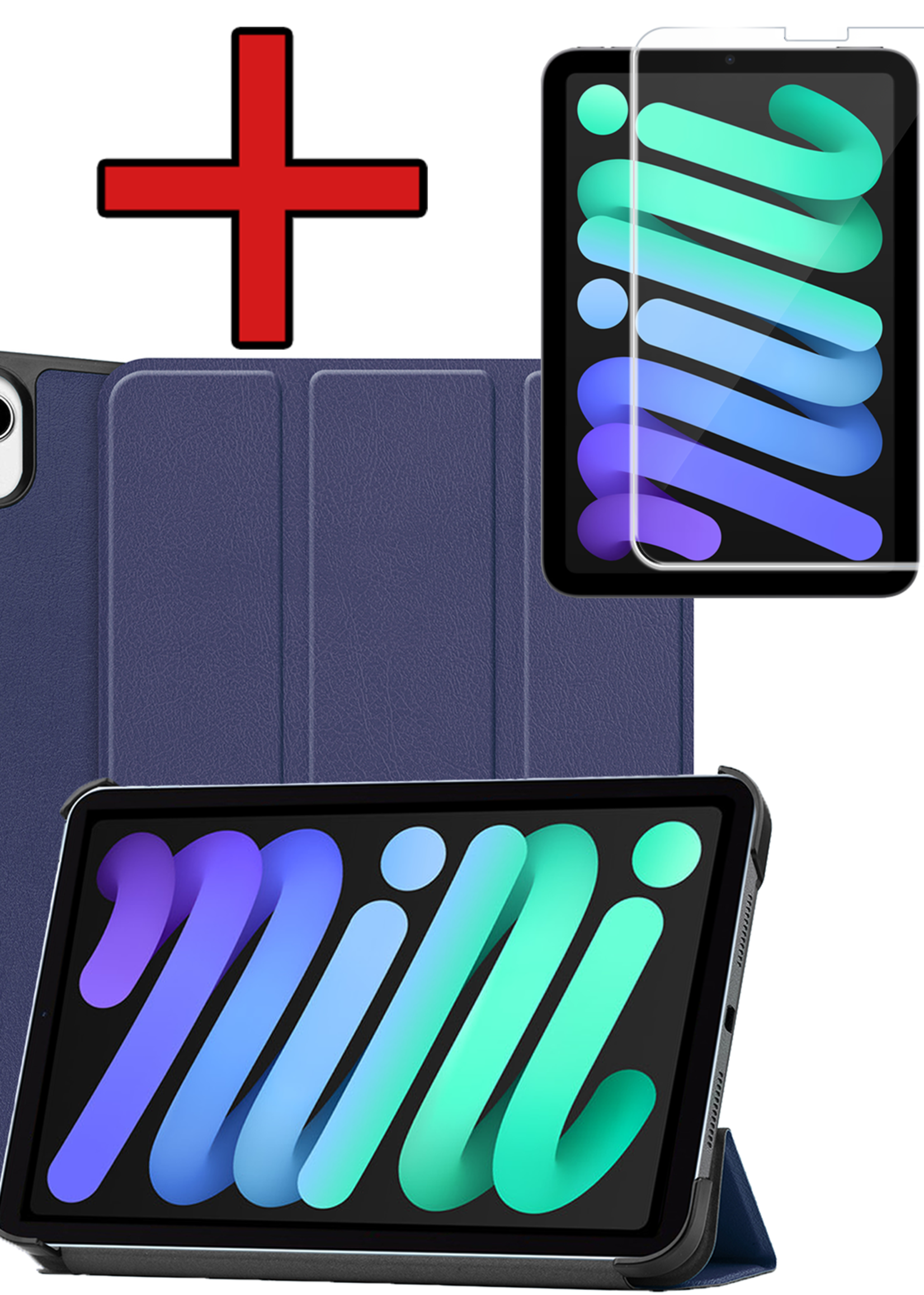 BTH BTH iPad Mini 7 Hoesje Met Screenprotector - Donkerblauw