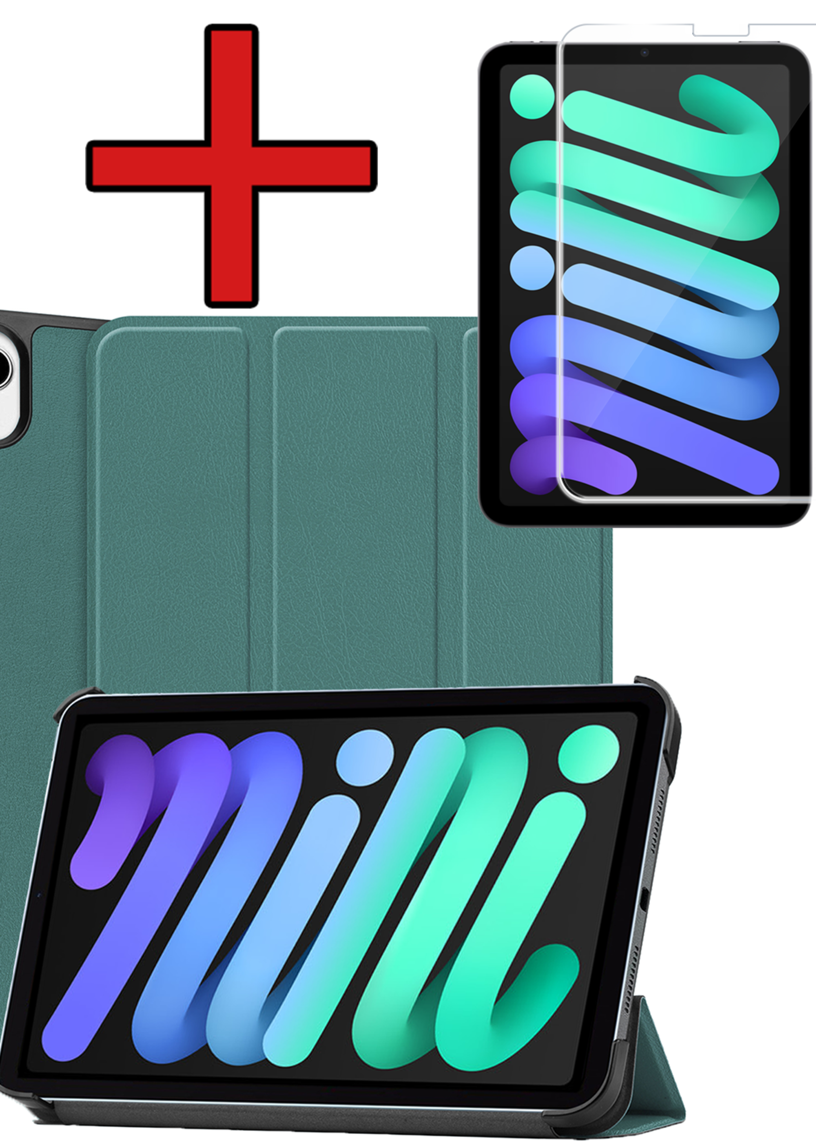 BTH BTH iPad Mini 7 Hoesje Met Screenprotector - Donkergroen