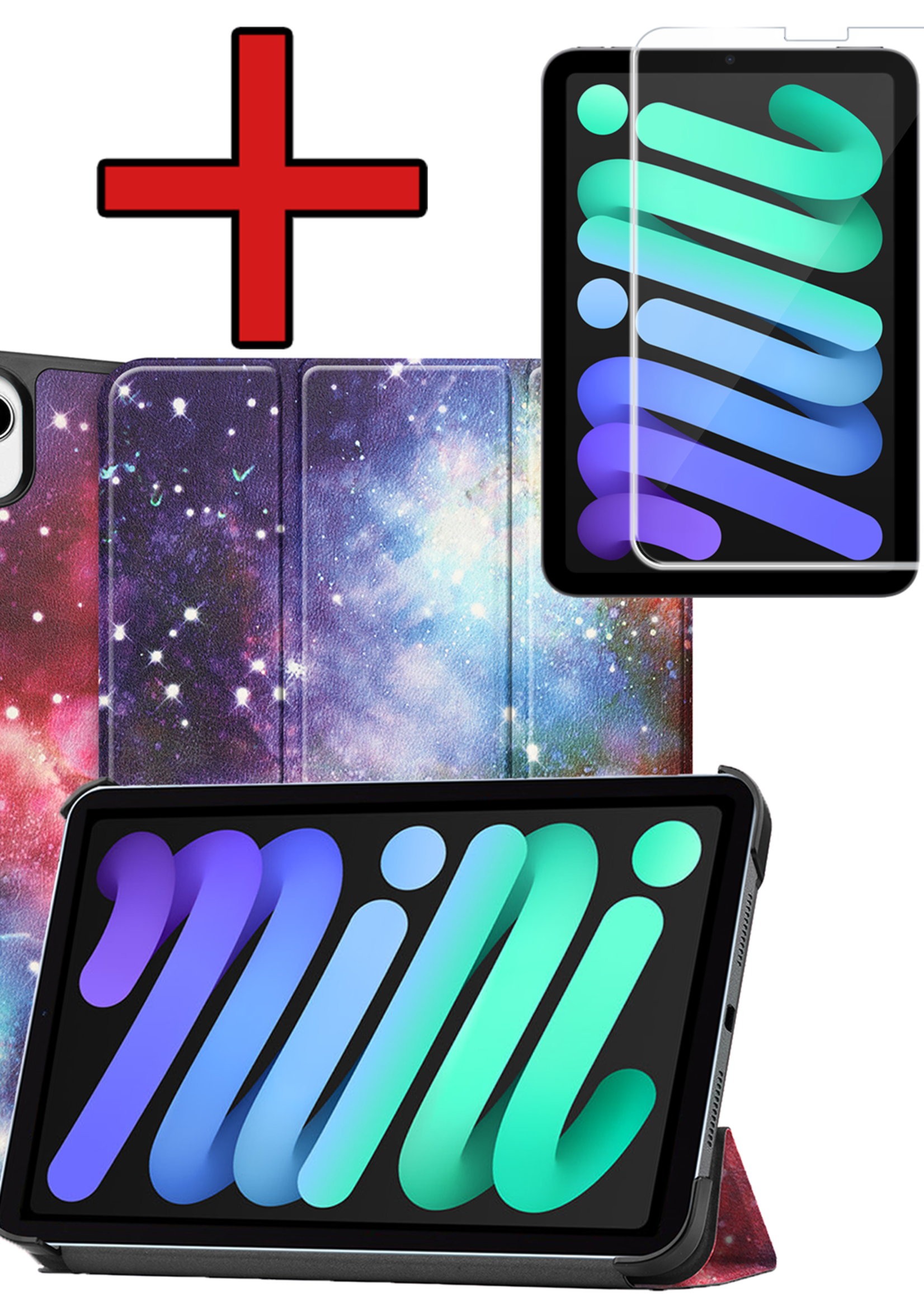 BTH BTH iPad Mini 7 Hoesje Met Screenprotector - Galaxy