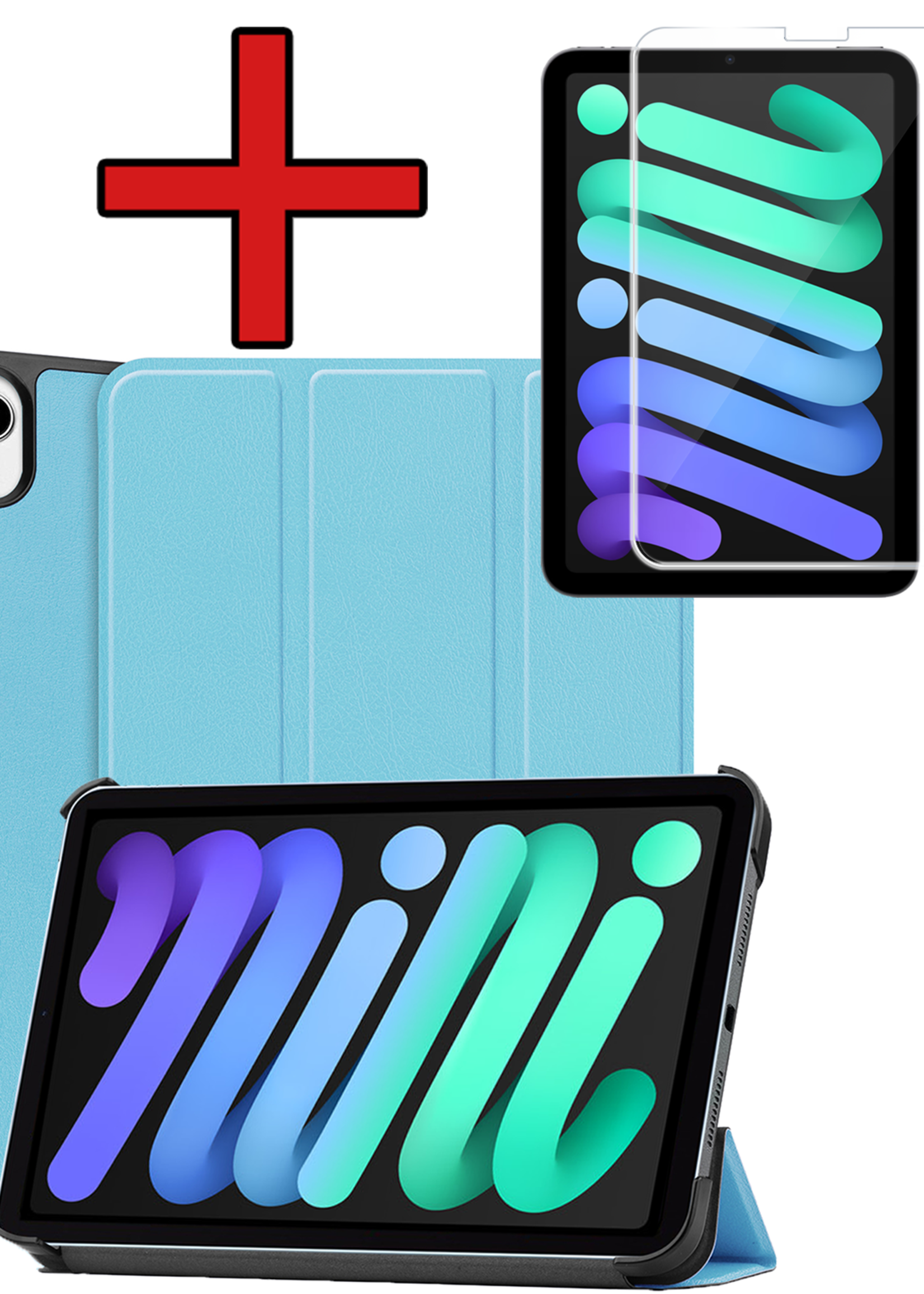 BTH BTH iPad Mini 7 Hoesje Met Screenprotector - Lichtblauw