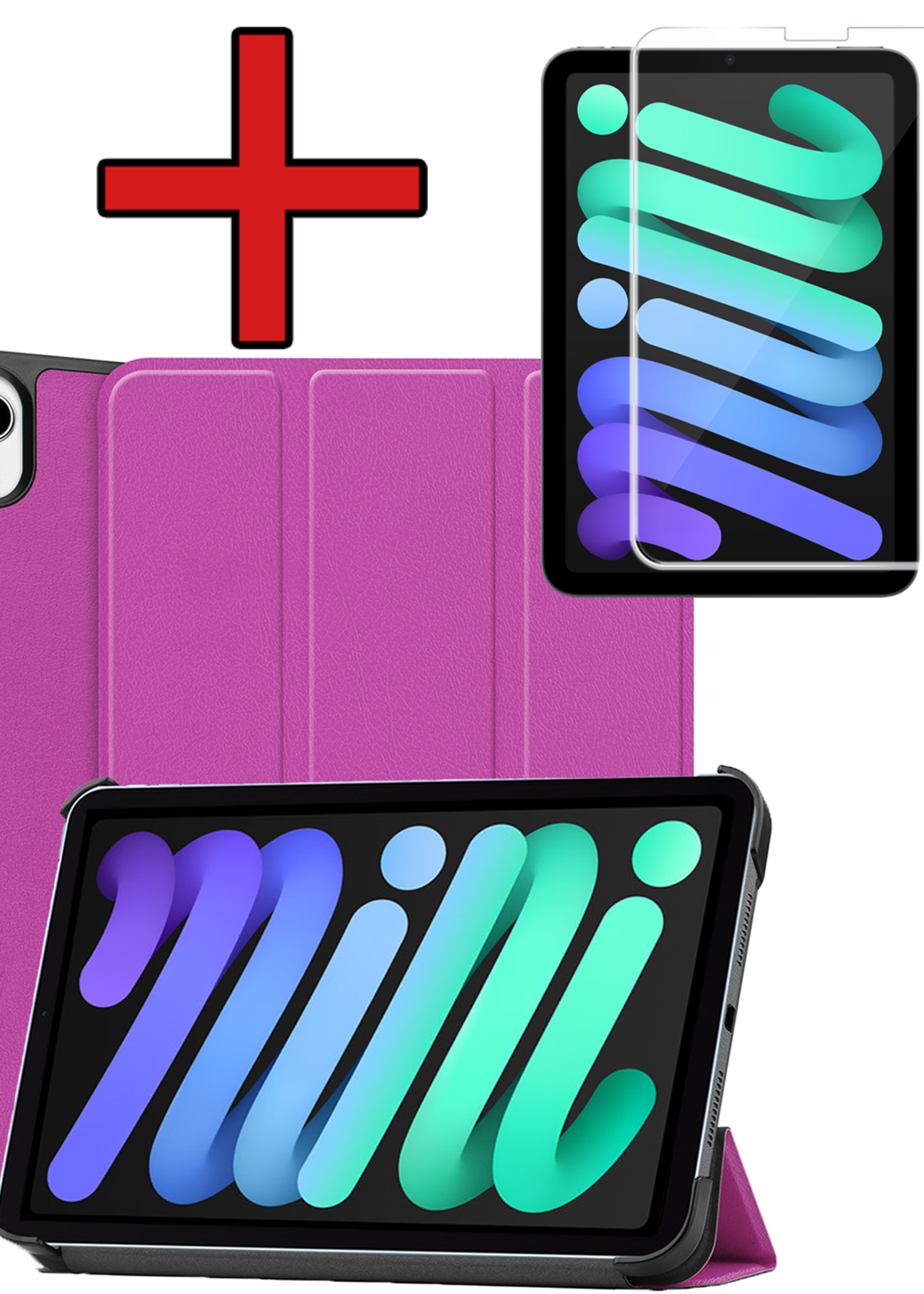 BTH BTH iPad Mini 7 Hoesje Met Screenprotector - Paars