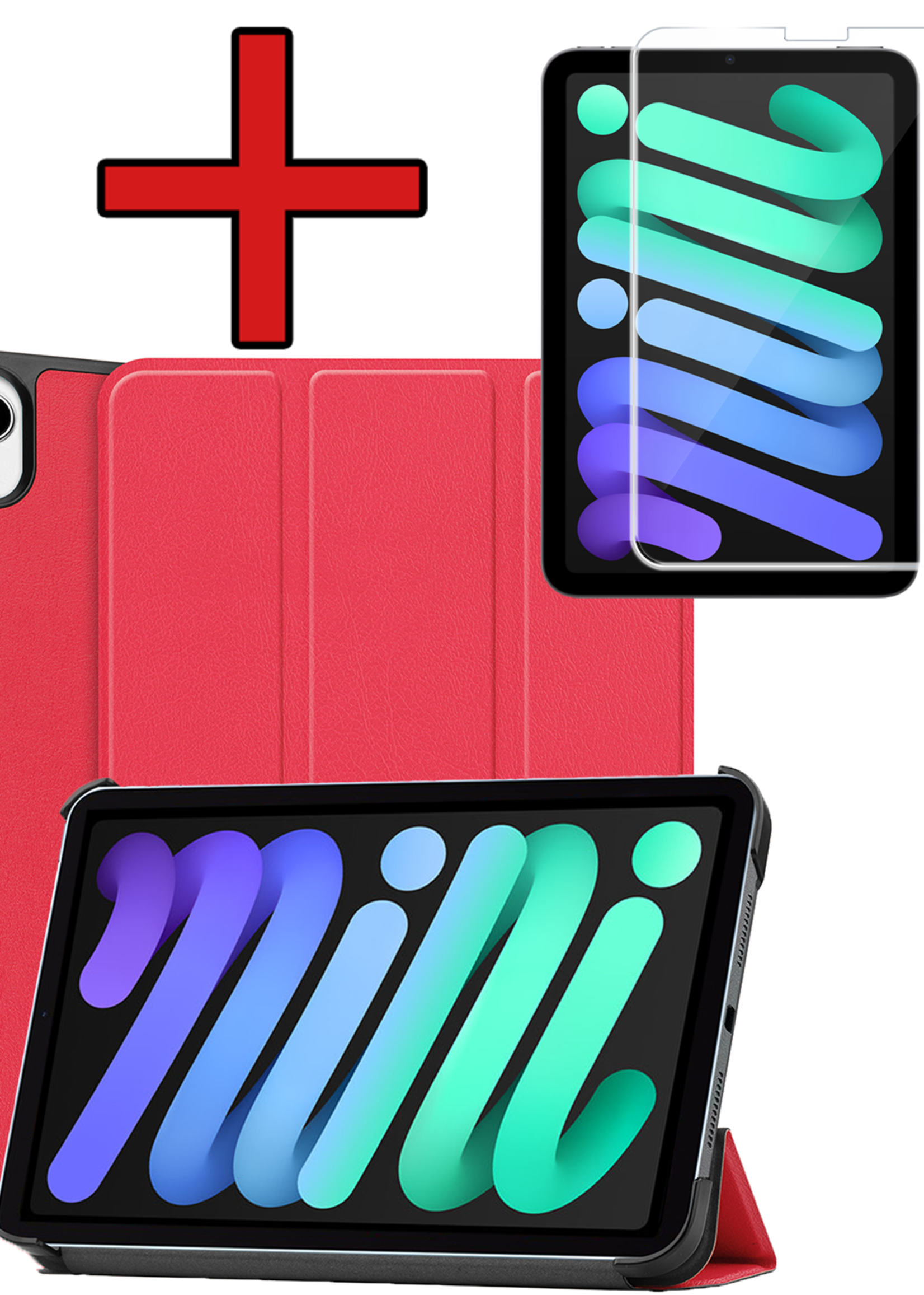 BTH BTH iPad Mini 7 Hoesje Met Screenprotector - Rood