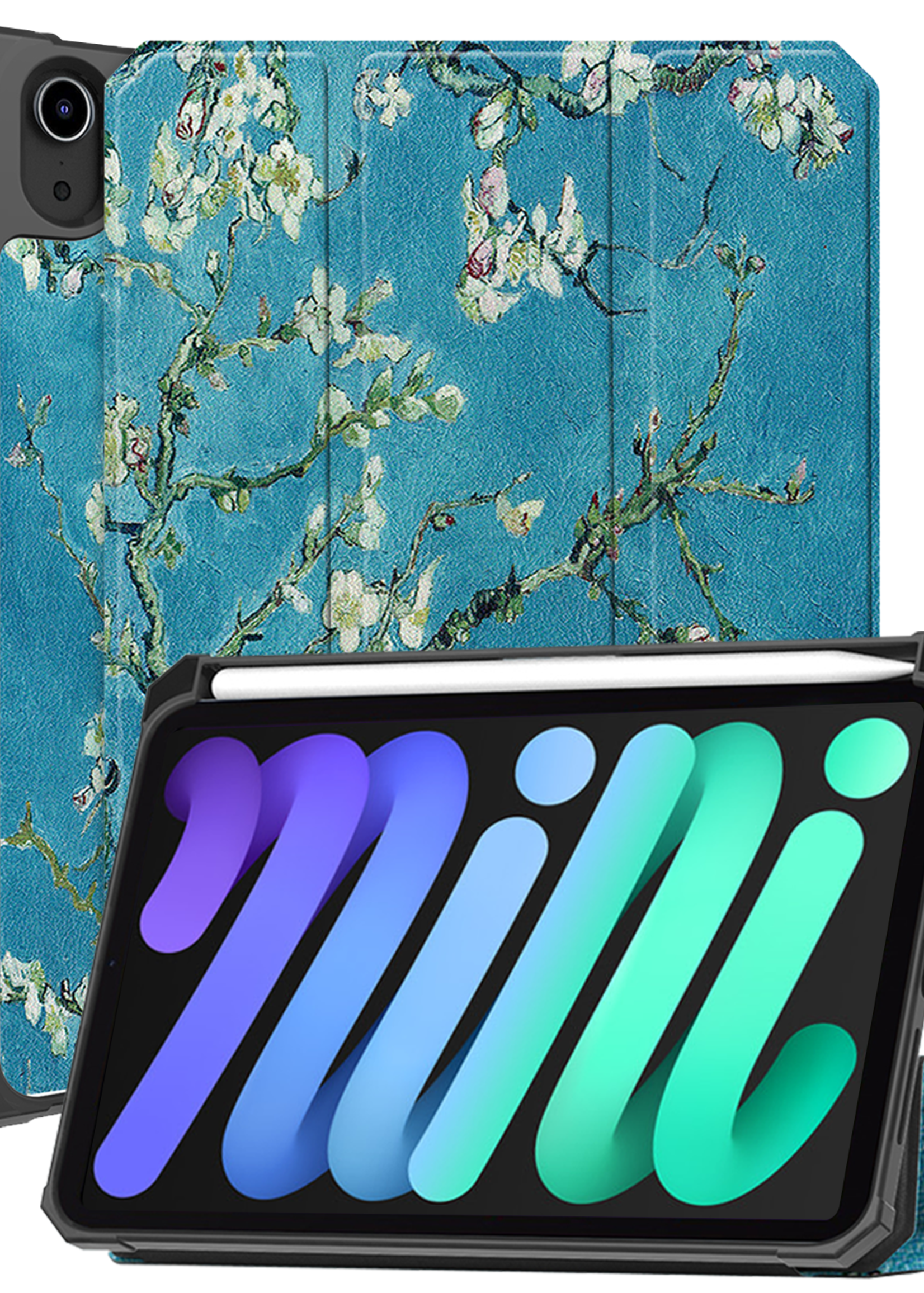 BTH BTH iPad Mini 7 Hoesje Met Uitsparing Voor Apple Pencil - Bloesem