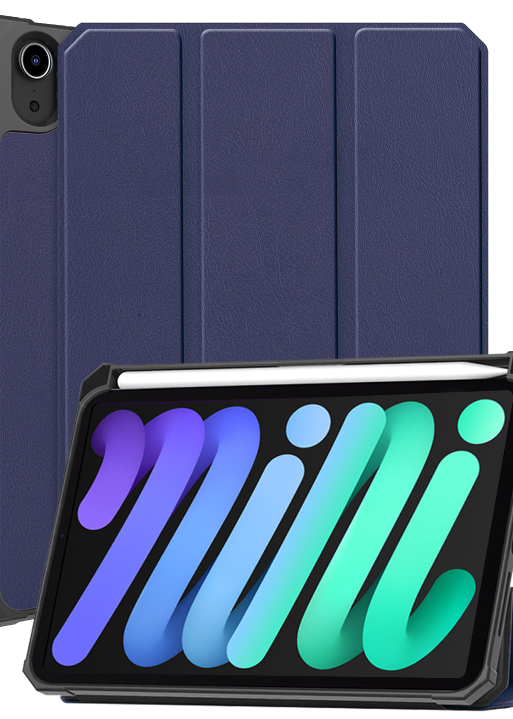 BTH BTH iPad Mini 7 Hoesje Met Uitsparing Voor Apple Pencil - Donkerblauw