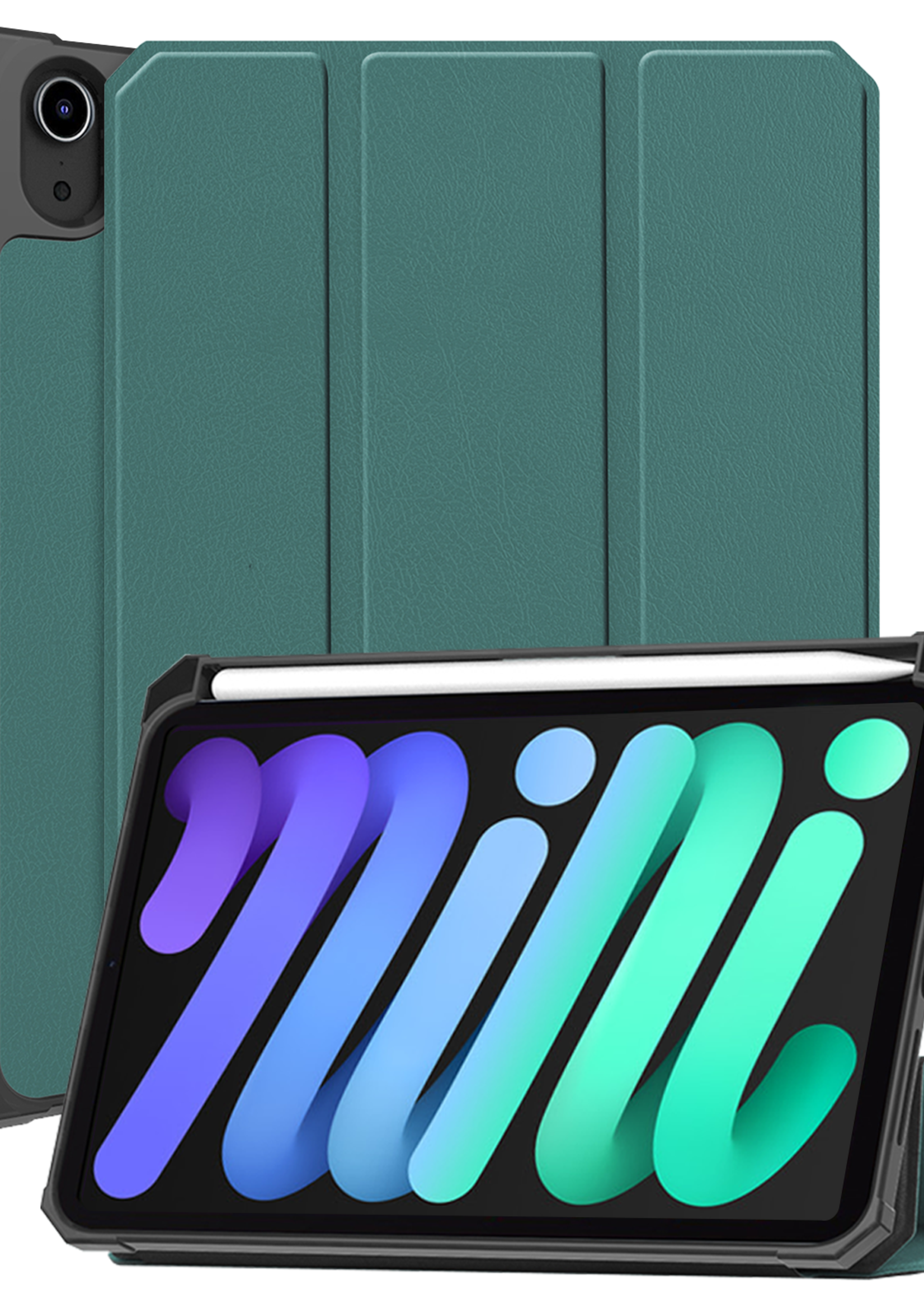 BTH BTH iPad Mini 7 Hoesje Met Uitsparing Voor Apple Pencil - Donkergroen