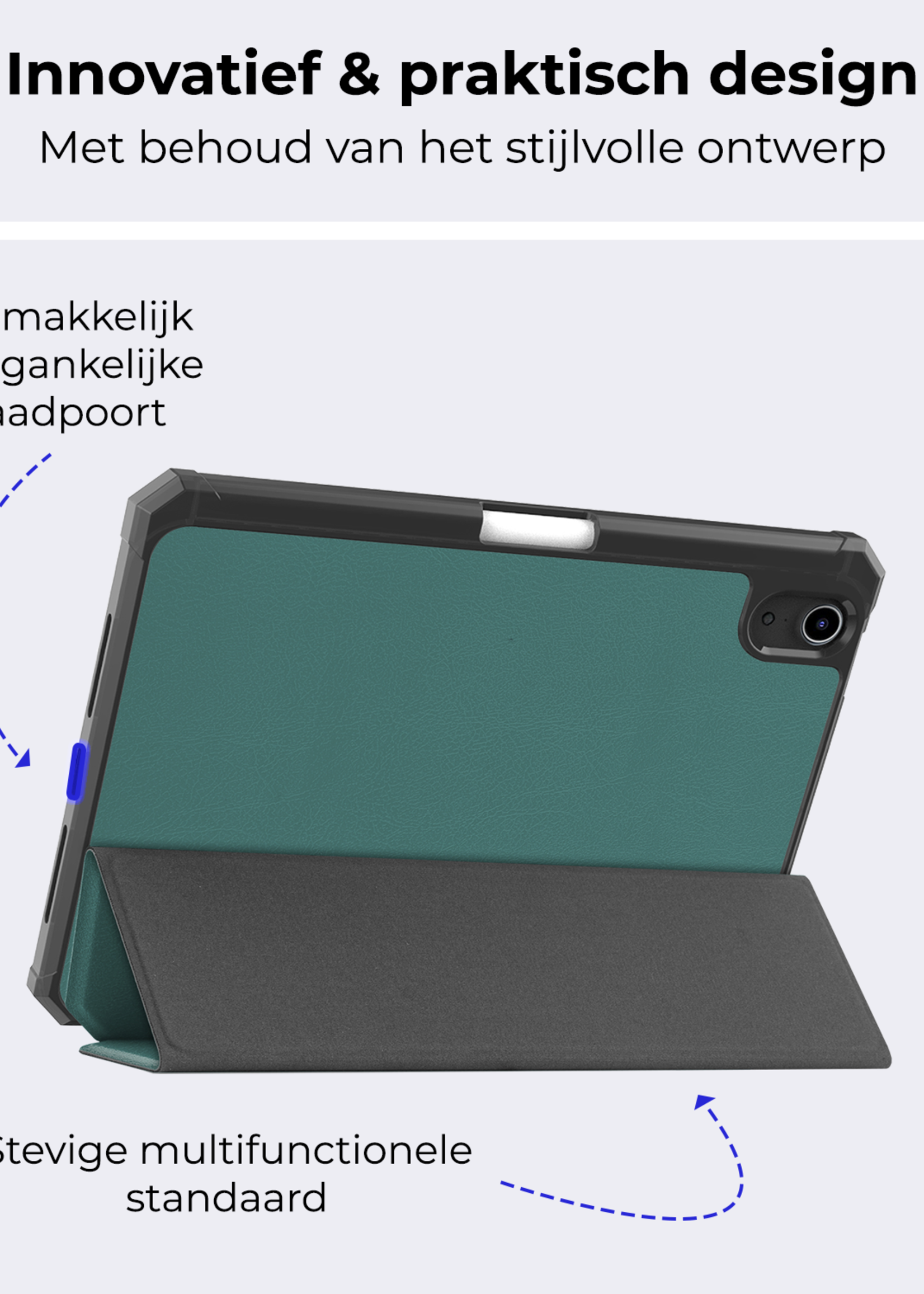BTH BTH iPad Mini 7 Hoesje Met Uitsparing Voor Apple Pencil - Donkergroen