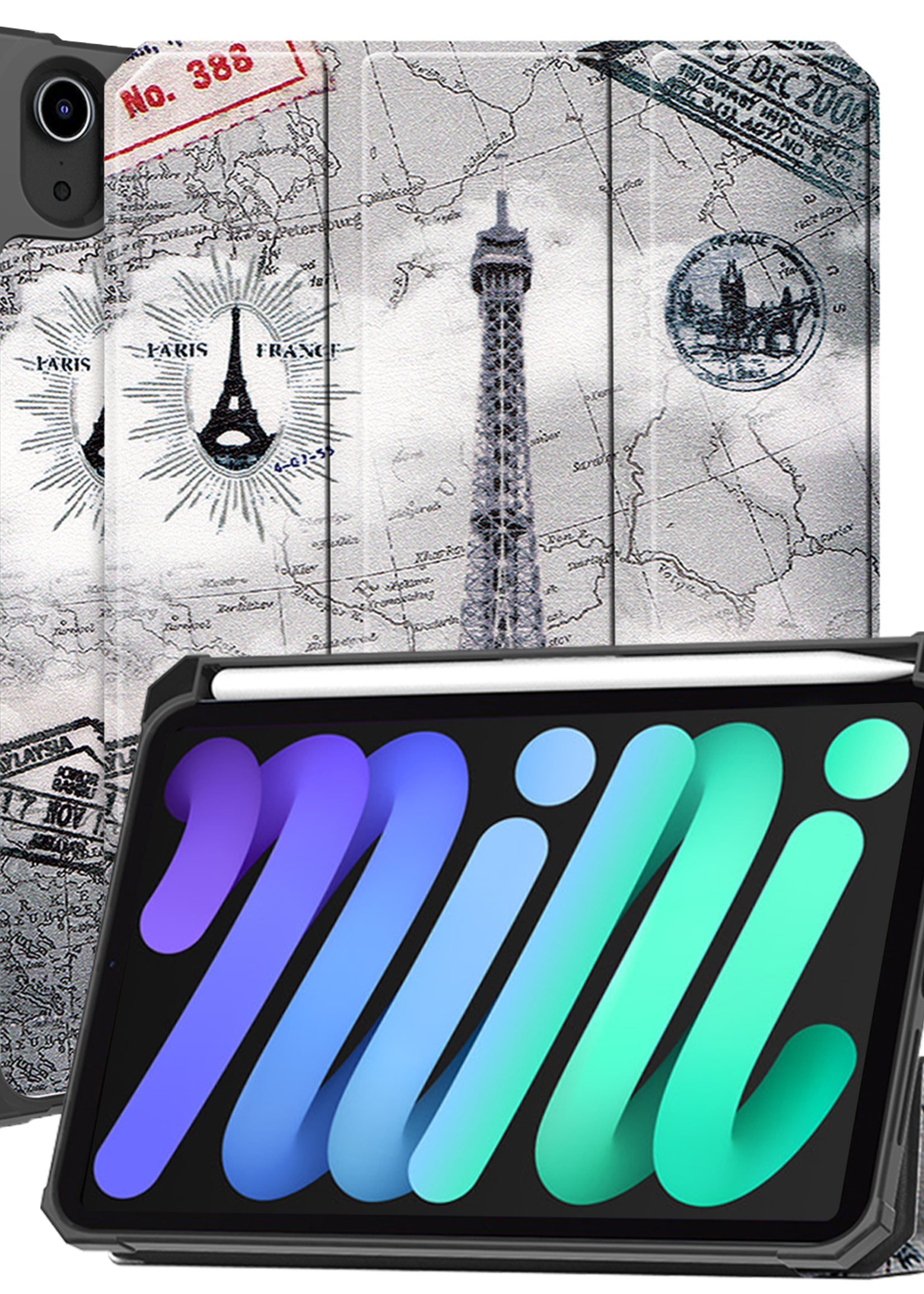 BTH BTH iPad Mini 7 Hoesje Met Uitsparing Voor Apple Pencil - Eiffeltoren