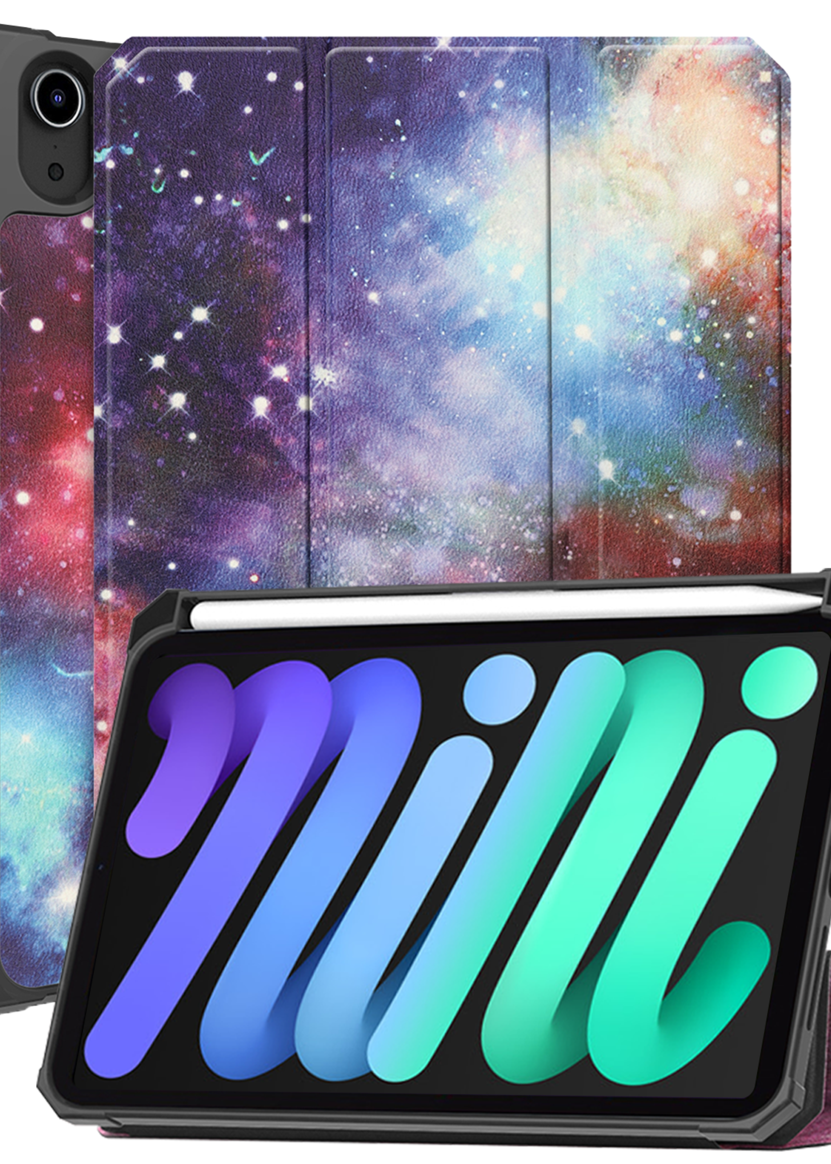 BTH BTH iPad Mini 7 Hoesje Met Uitsparing Voor Apple Pencil - Galaxy