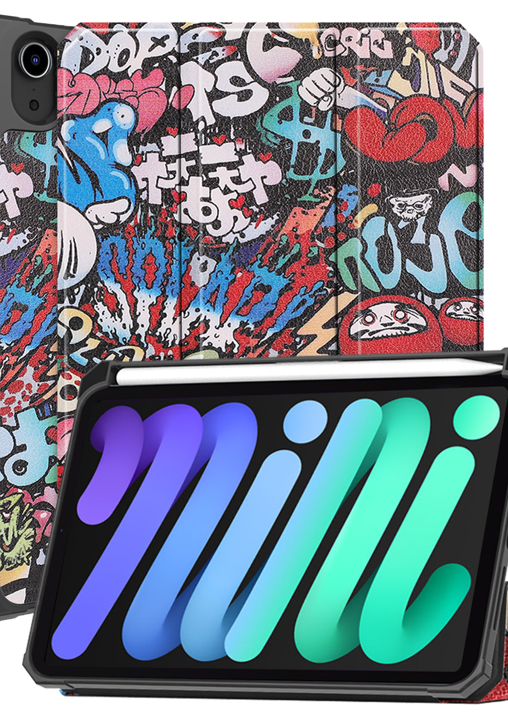 BTH BTH iPad Mini 7 Hoesje Met Uitsparing Voor Apple Pencil - Graffity