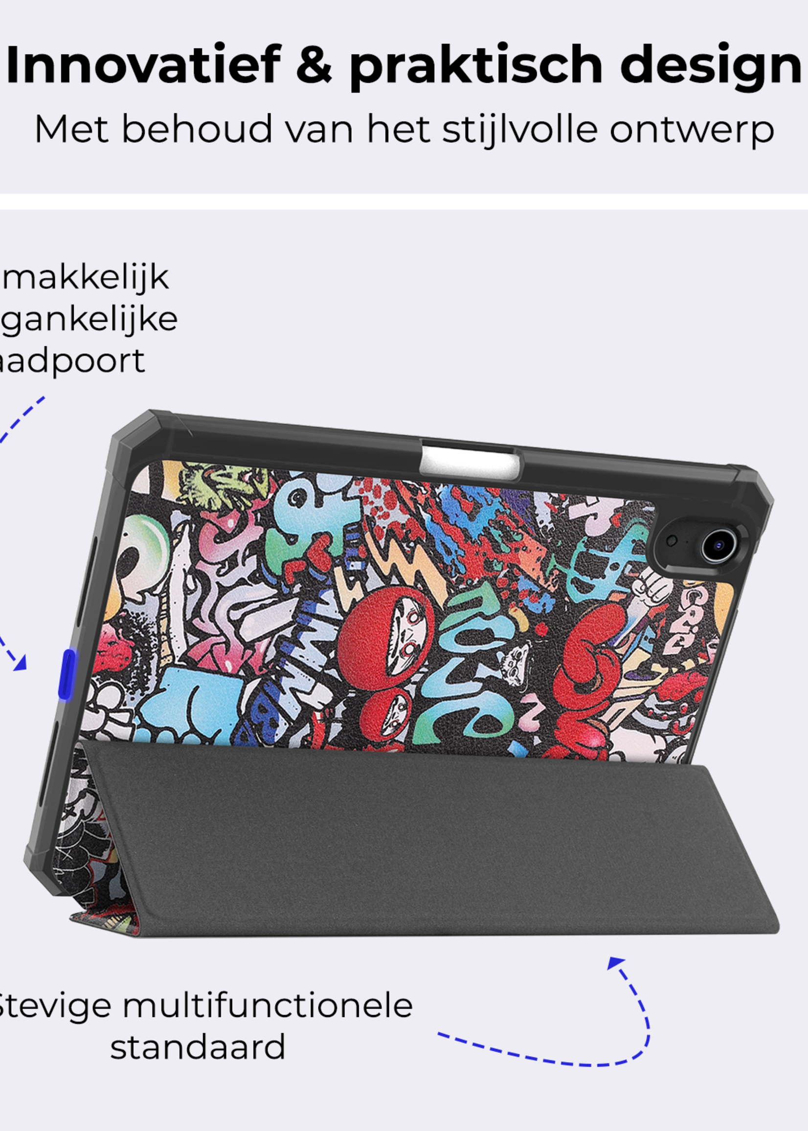 BTH BTH iPad Mini 7 Hoesje Met Uitsparing Voor Apple Pencil - Graffity