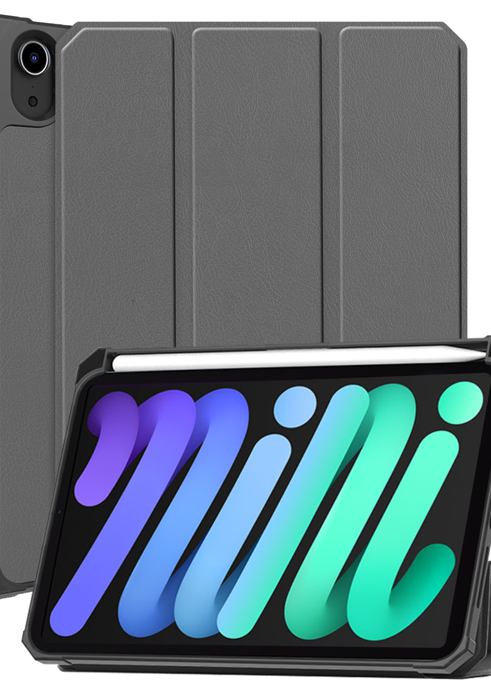 BTH BTH iPad Mini 7 Hoesje Met Uitsparing Voor Apple Pencil - Grijs