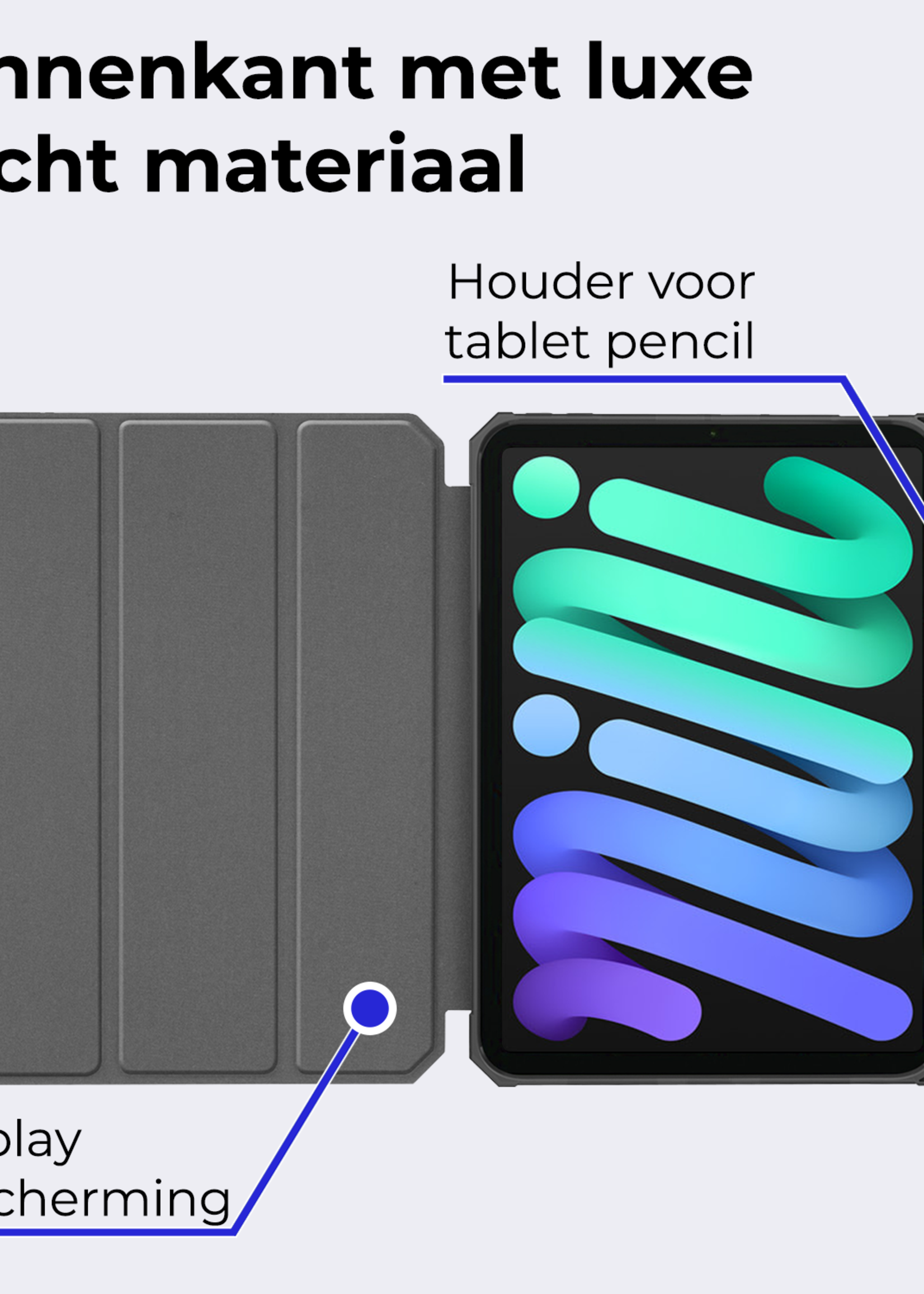 BTH BTH iPad Mini 7 Hoesje Met Uitsparing Voor Apple Pencil - Lichtblauw