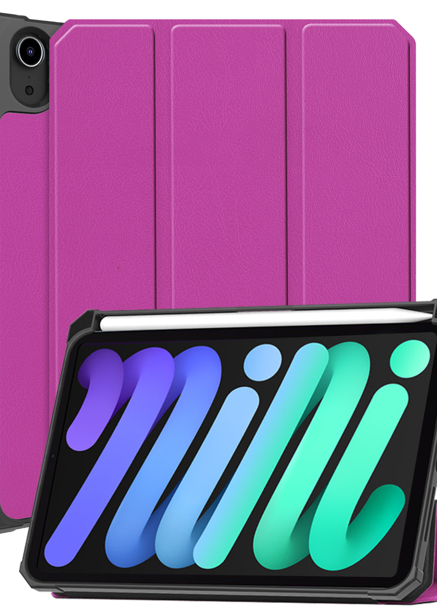 BTH BTH iPad Mini 7 Hoesje Met Uitsparing Voor Apple Pencil - Paars