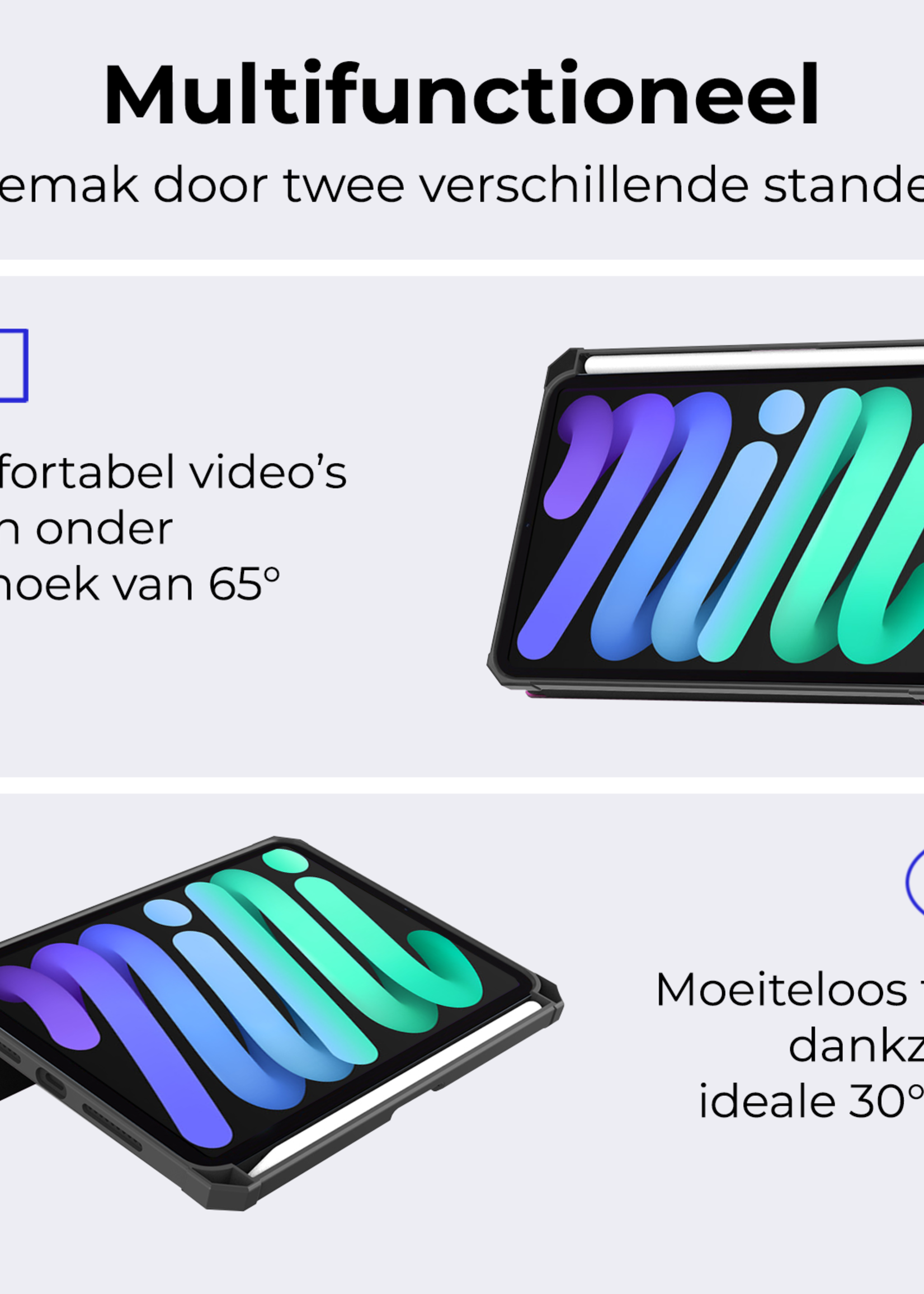 BTH BTH iPad Mini 7 Hoesje Met Uitsparing Voor Apple Pencil - Paars