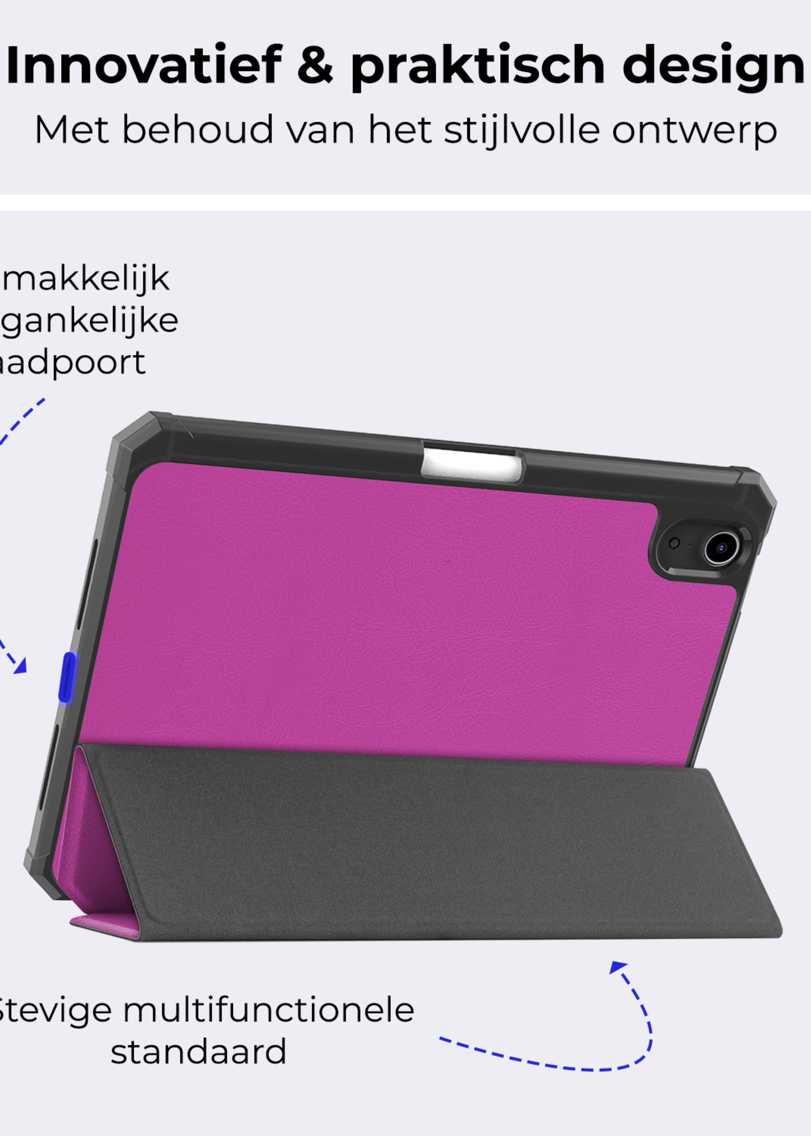 BTH BTH iPad Mini 7 Hoesje Met Uitsparing Voor Apple Pencil - Paars