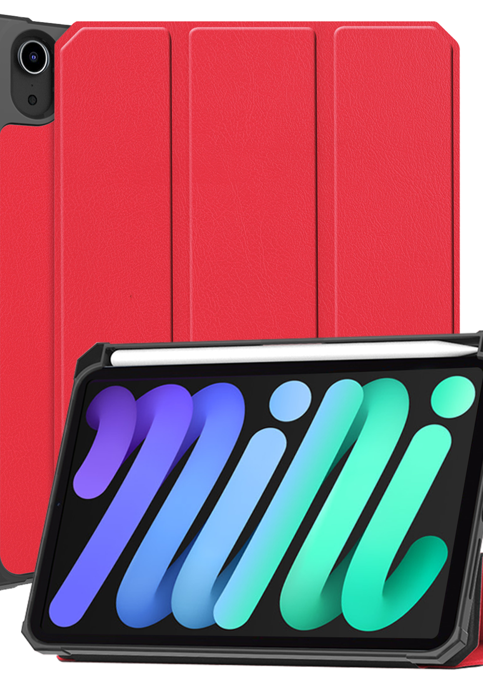 BTH BTH iPad Mini 7 Hoesje Met Uitsparing Voor Apple Pencil - Rood
