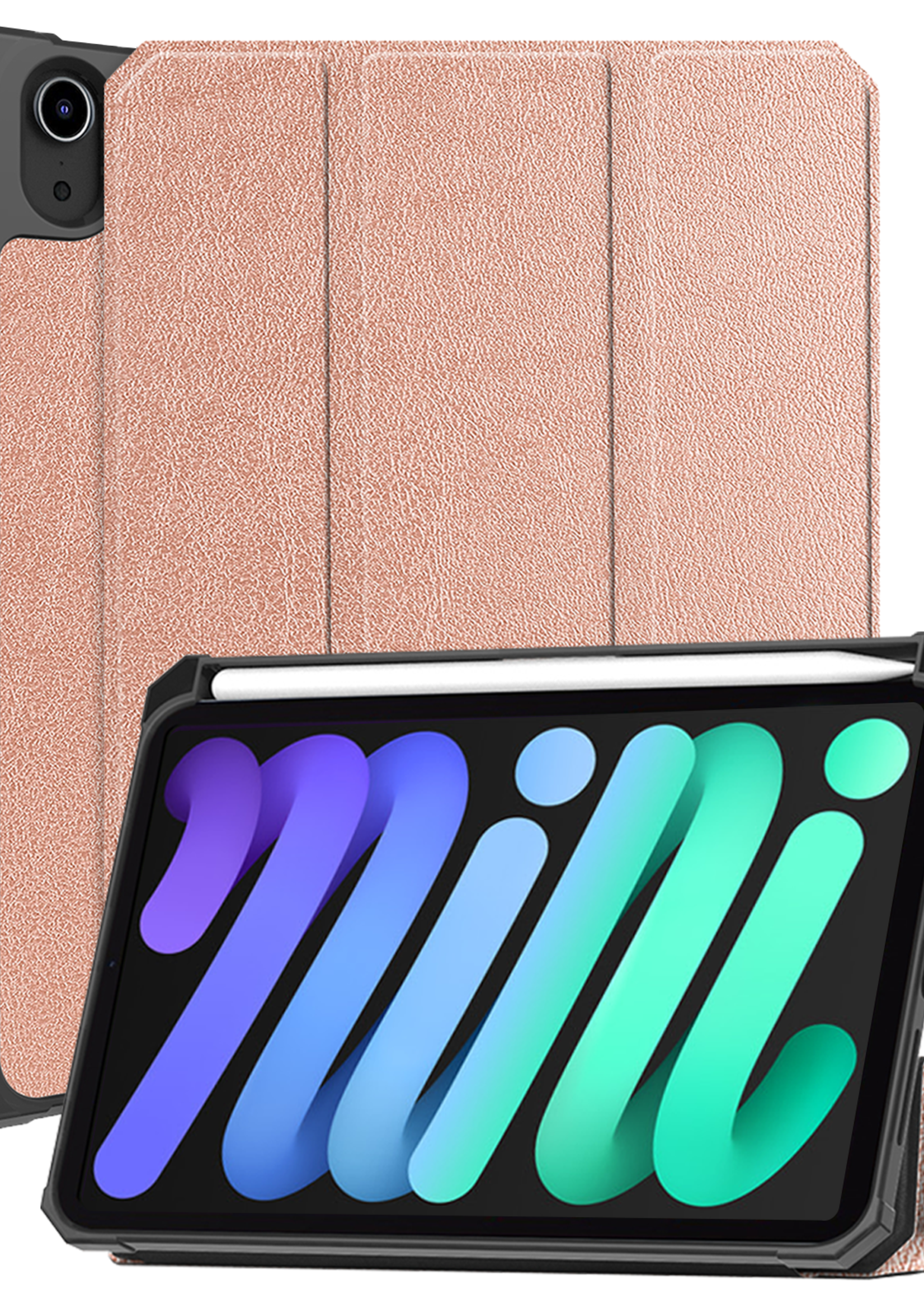 BTH BTH iPad Mini 7 Hoesje Met Uitsparing Voor Apple Pencil - Rose Goud