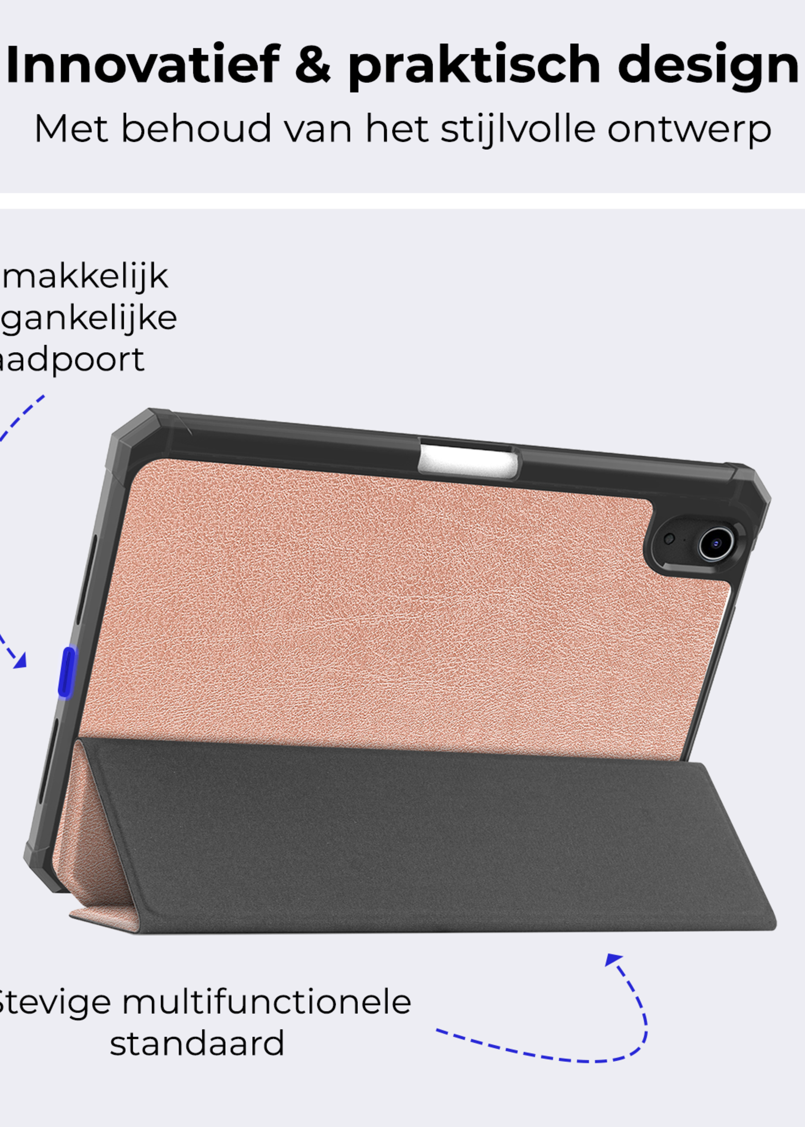 BTH BTH iPad Mini 7 Hoesje Met Uitsparing Voor Apple Pencil - Rose Goud