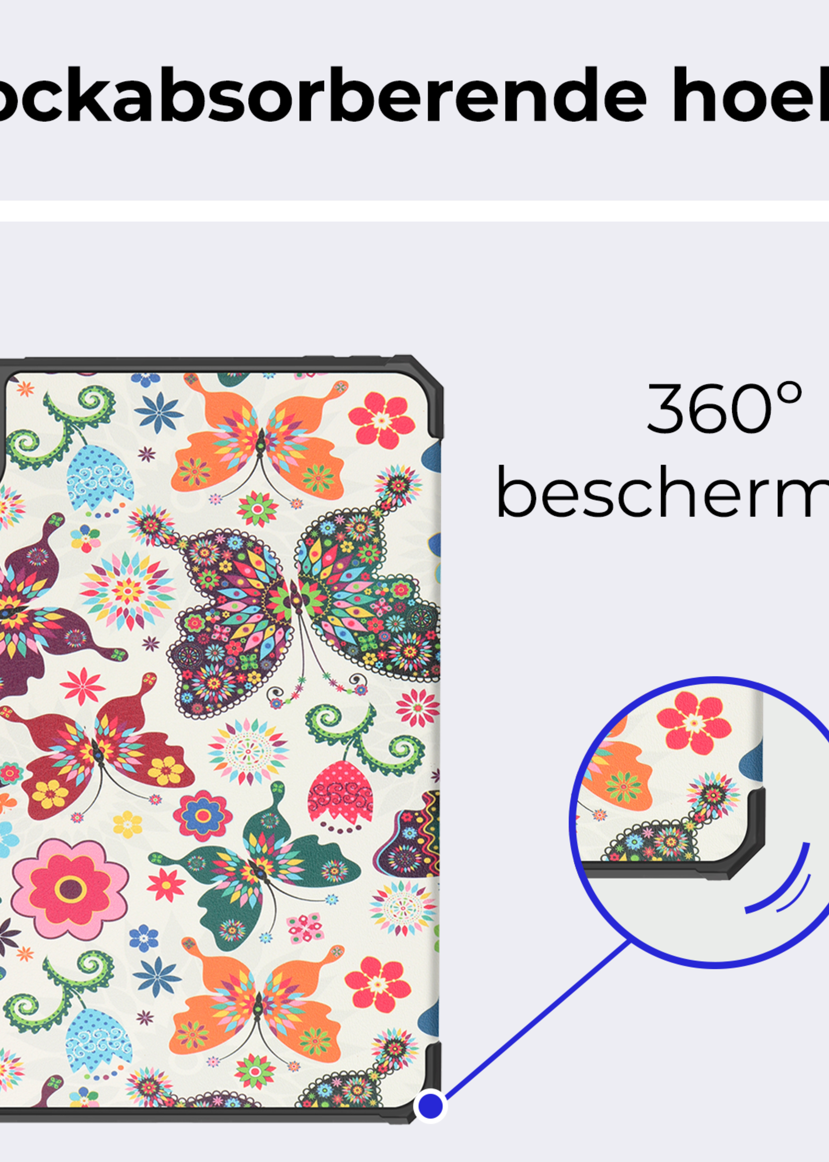BTH BTH iPad Mini 7 Hoesje Met Uitsparing Voor Apple Pencil - Vlinders