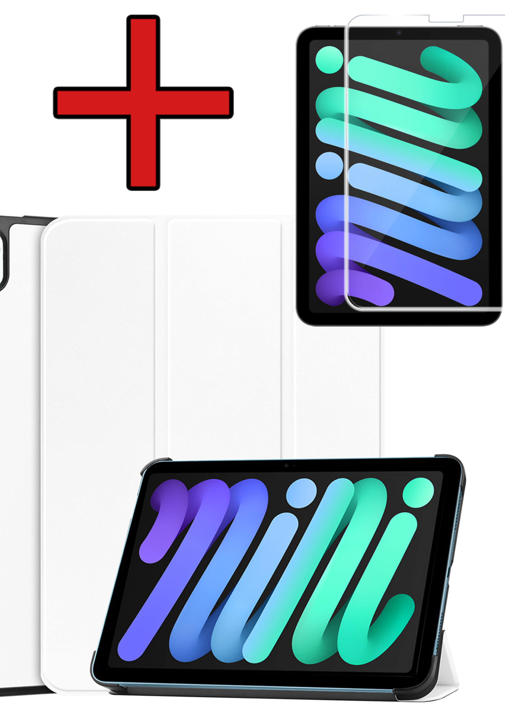 BTH BTH iPad Mini 7 Hoesje Met Screenprotector - Wit